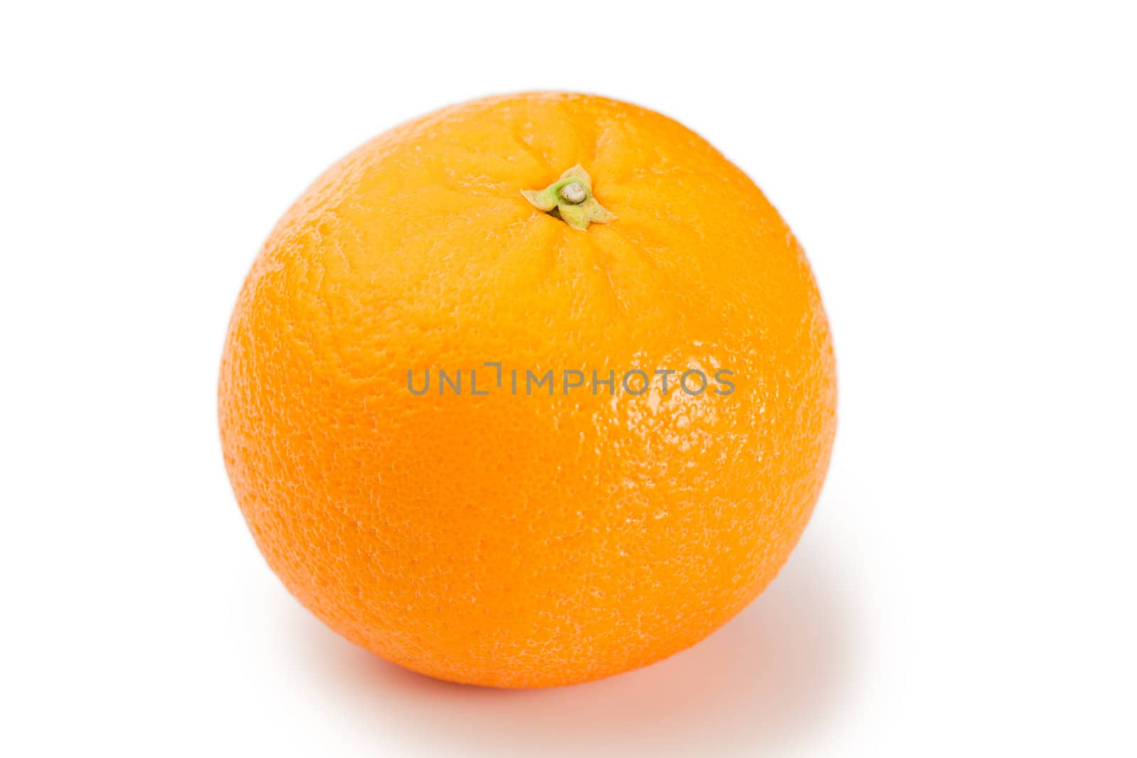 Top view of an orange on a white background