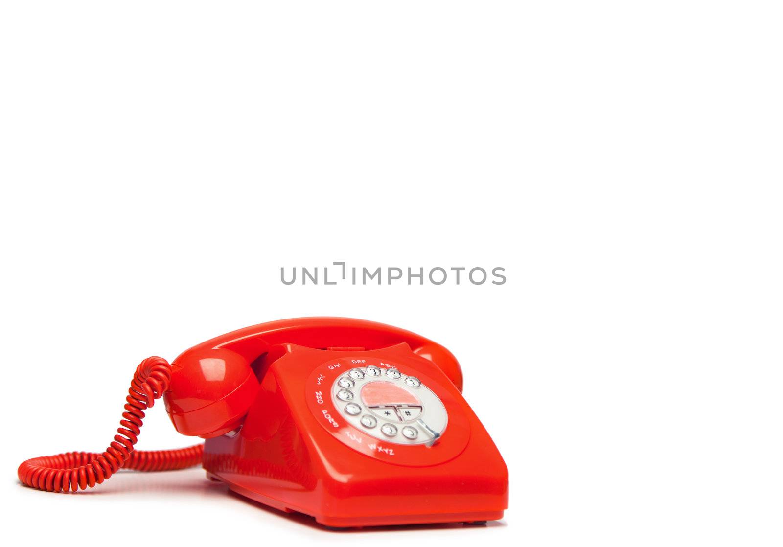 Fashion red phone on a white background
