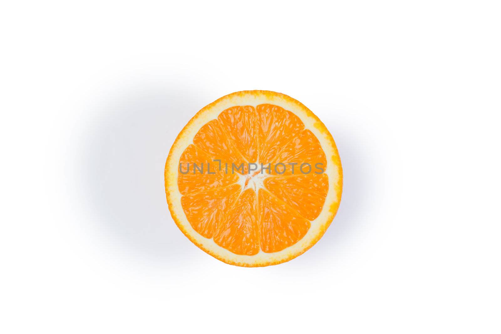 Half orange on a white background