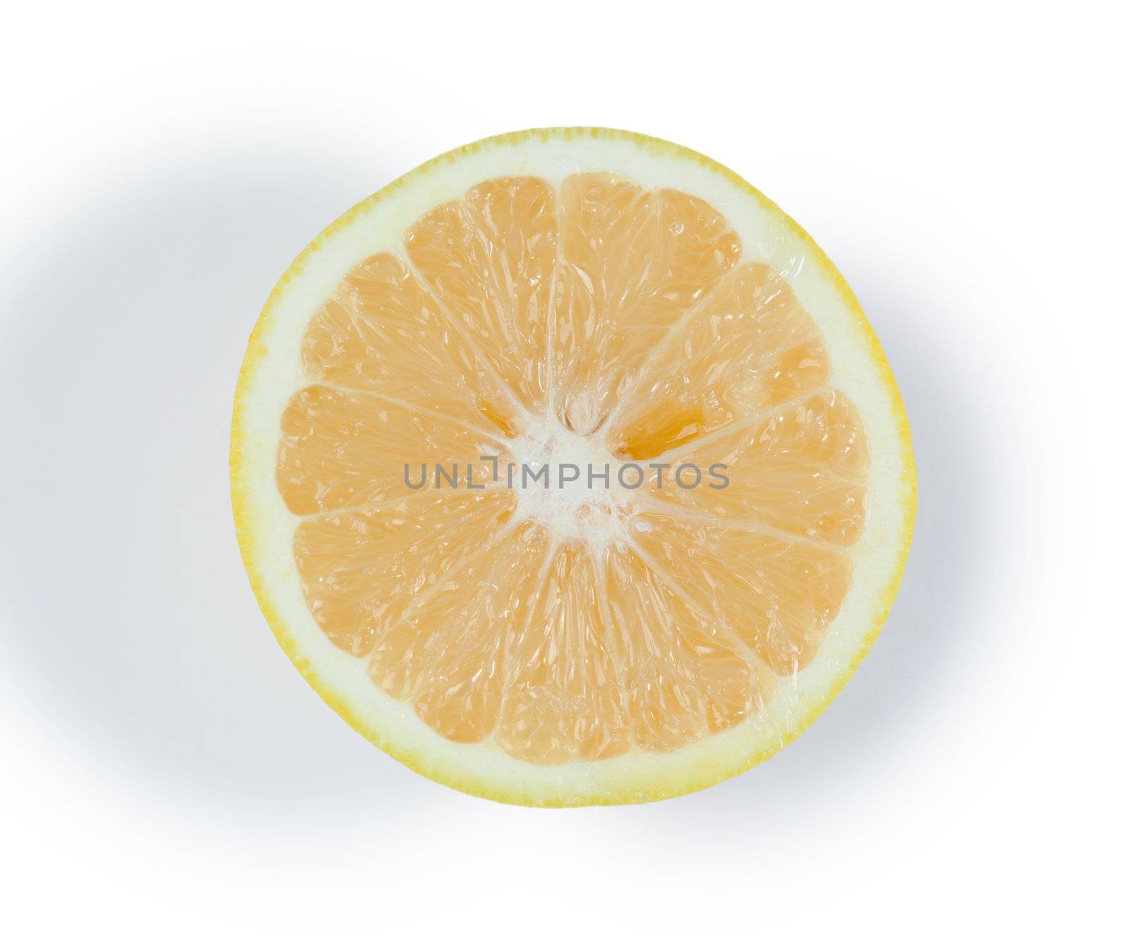 Half grapefruit on a white background