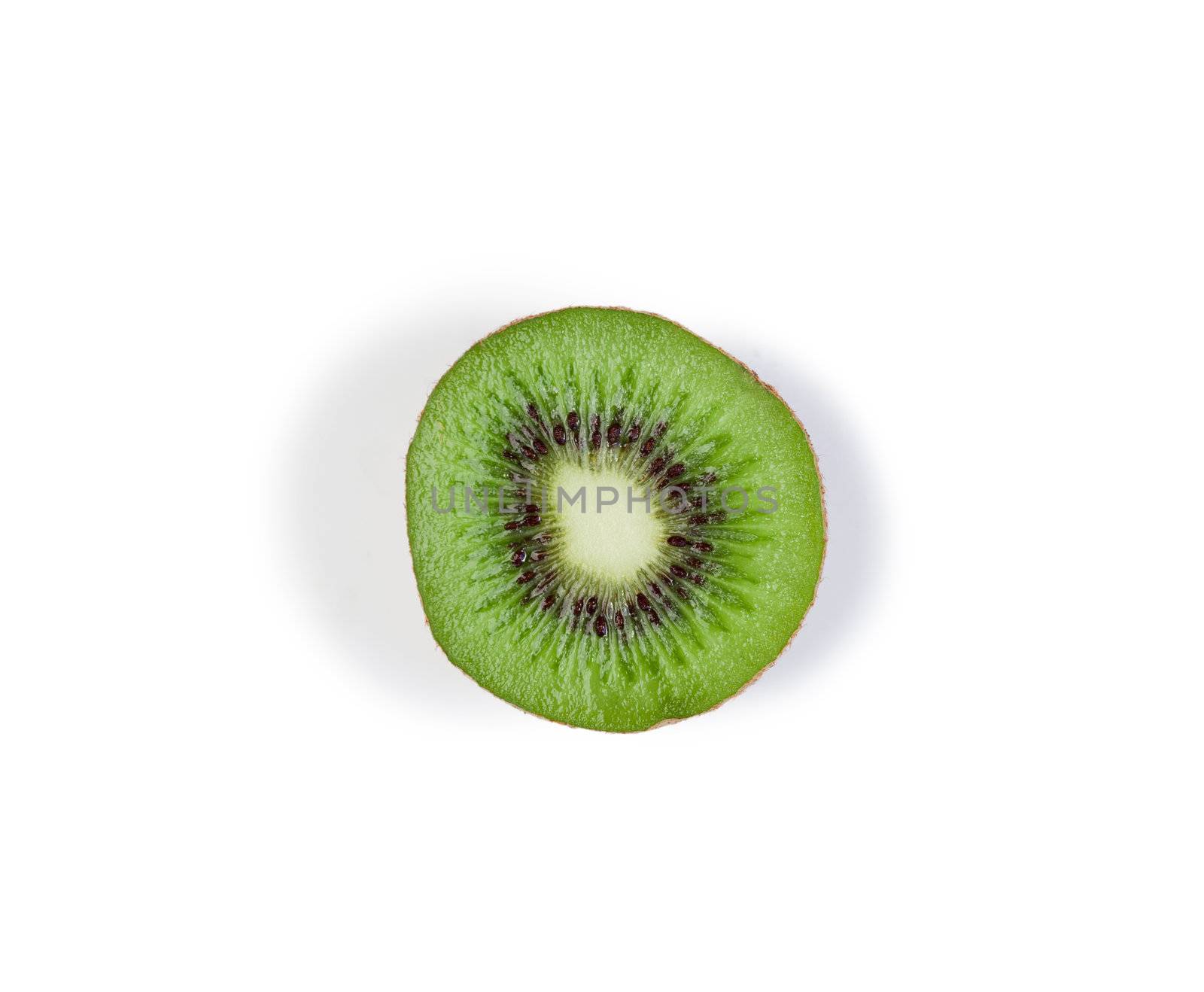 Half kiwi on a white background