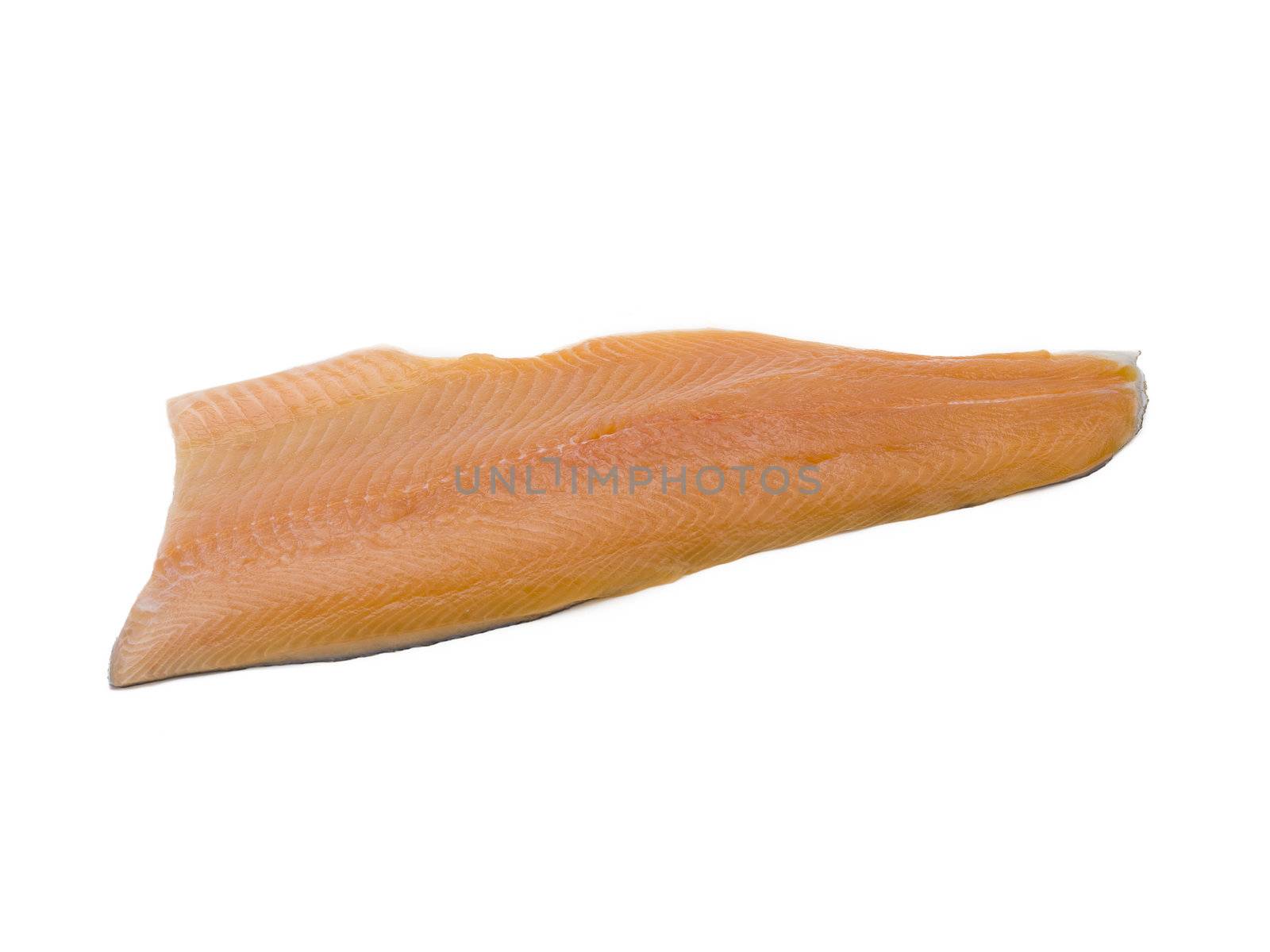 A slab of uncooked rainbow trout