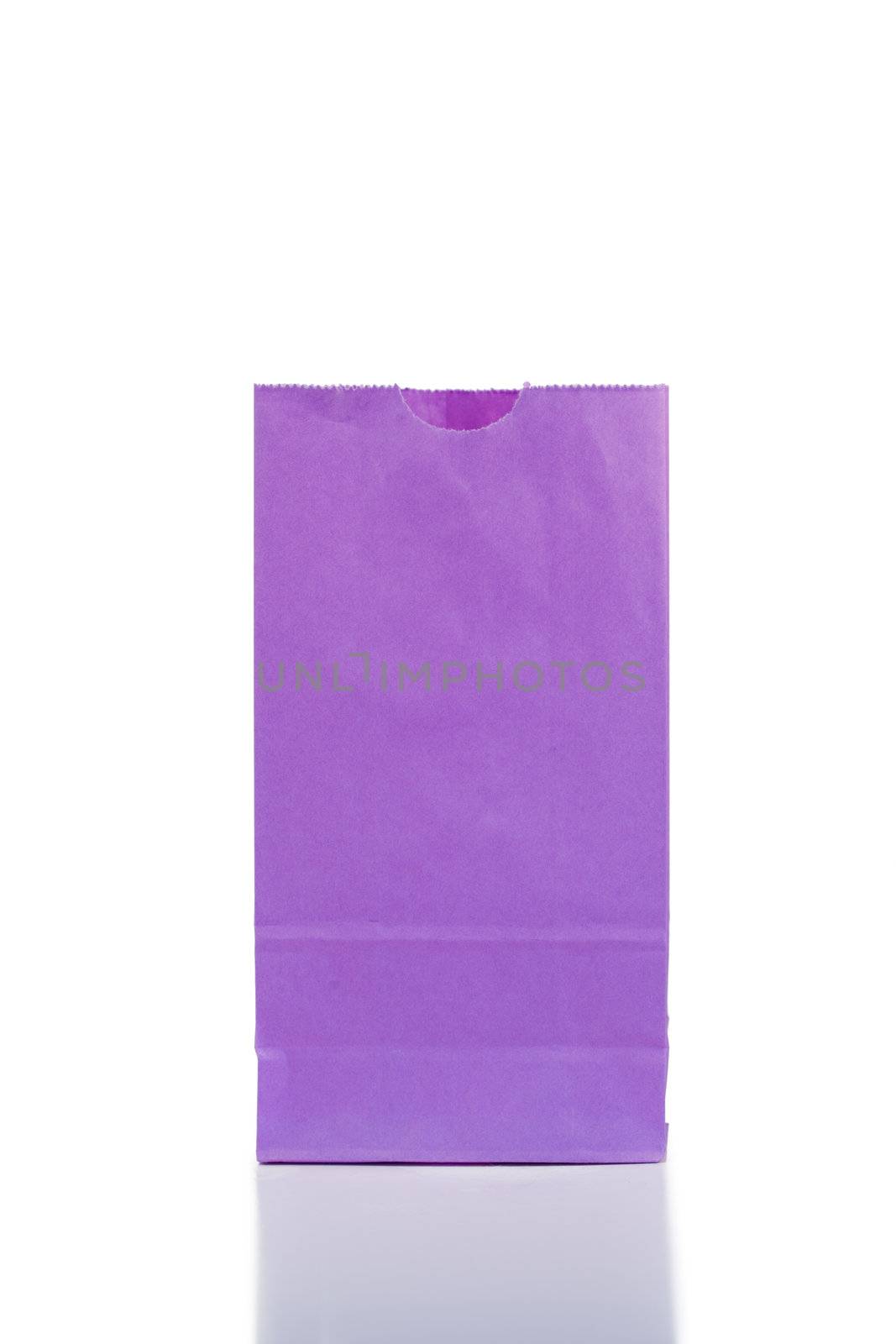 Purple paper bag on a white background