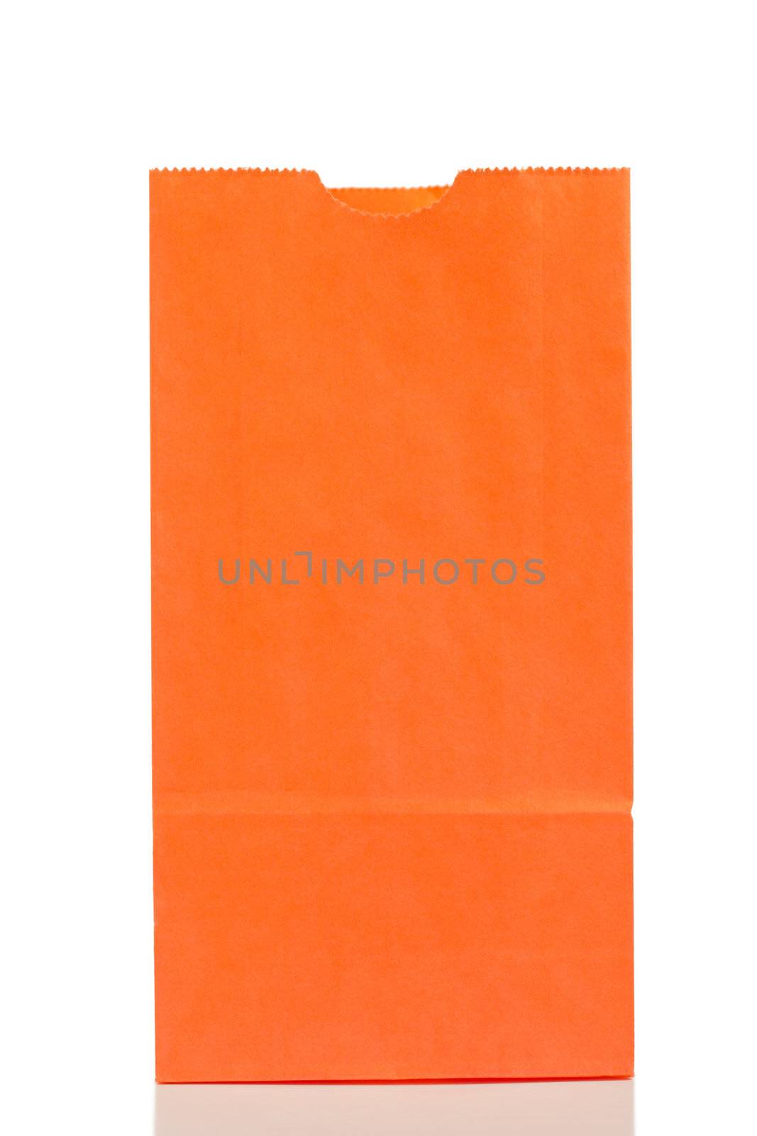 Orange paper bag on a white background