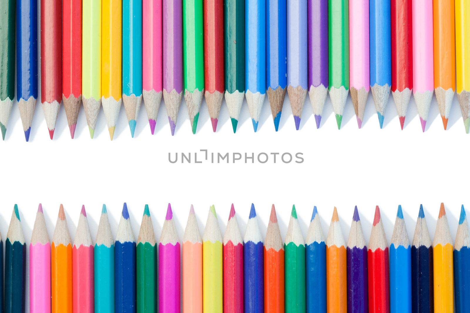 Color pencils on a white background