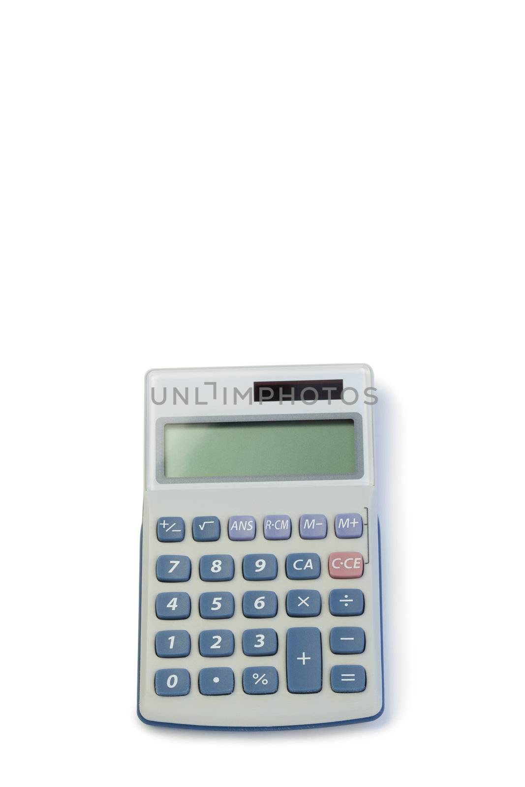 Pocket calculator on a white background
