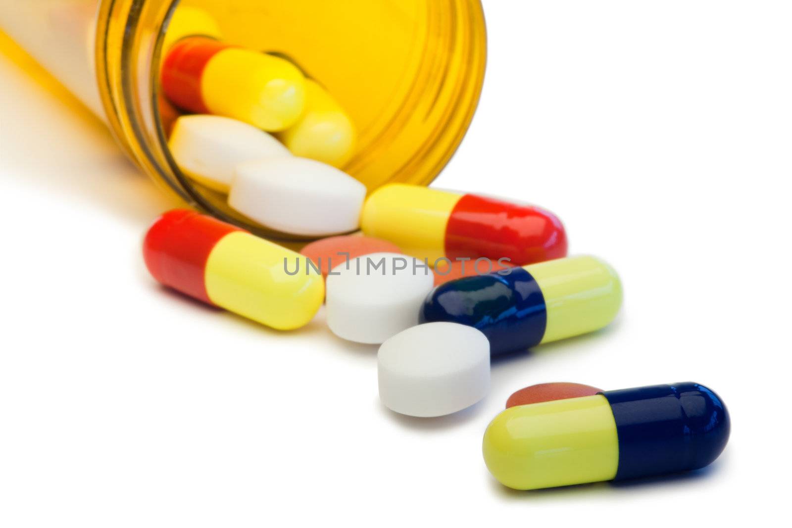 Spread pills box on a white background
