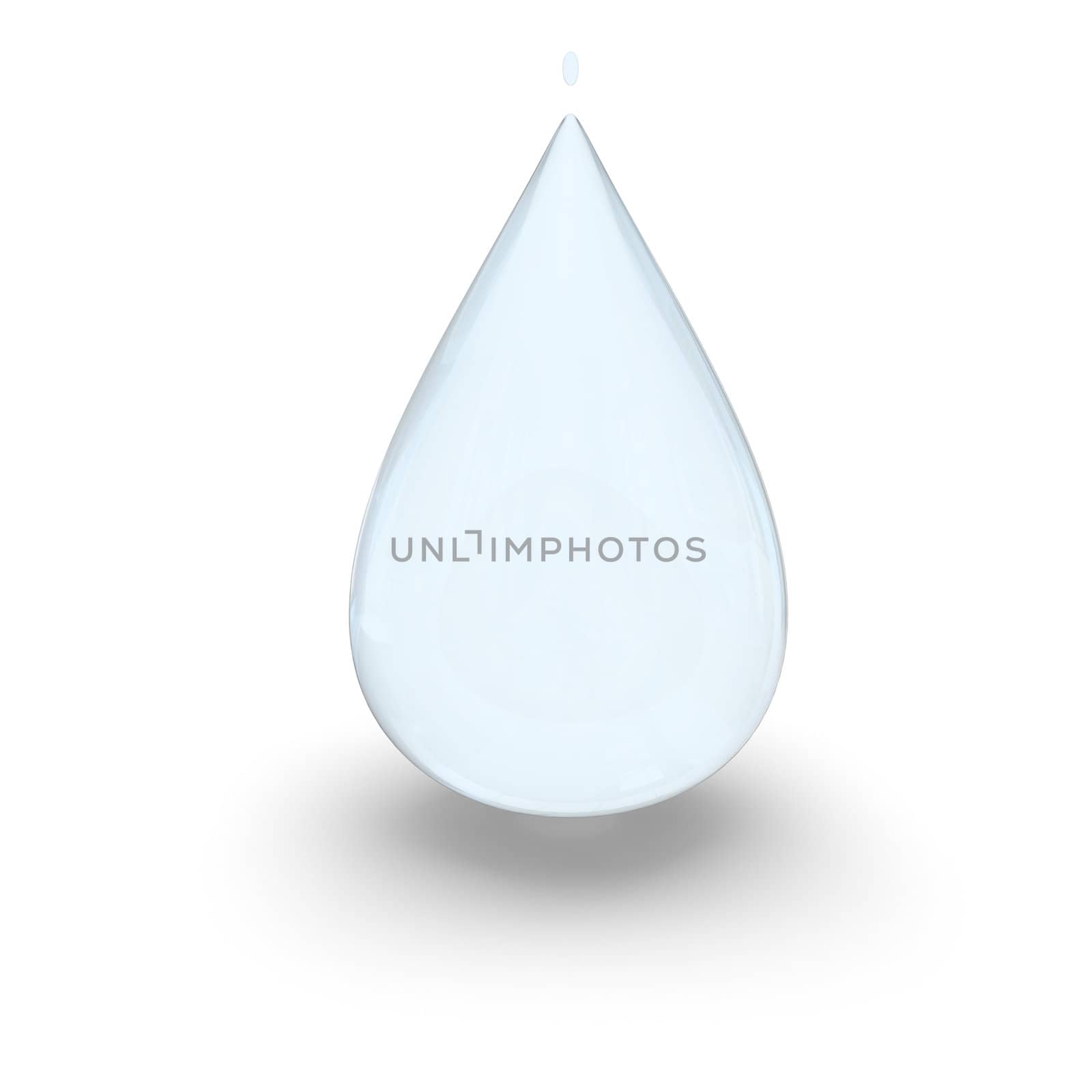 Illustration of large water drop isolated on white background