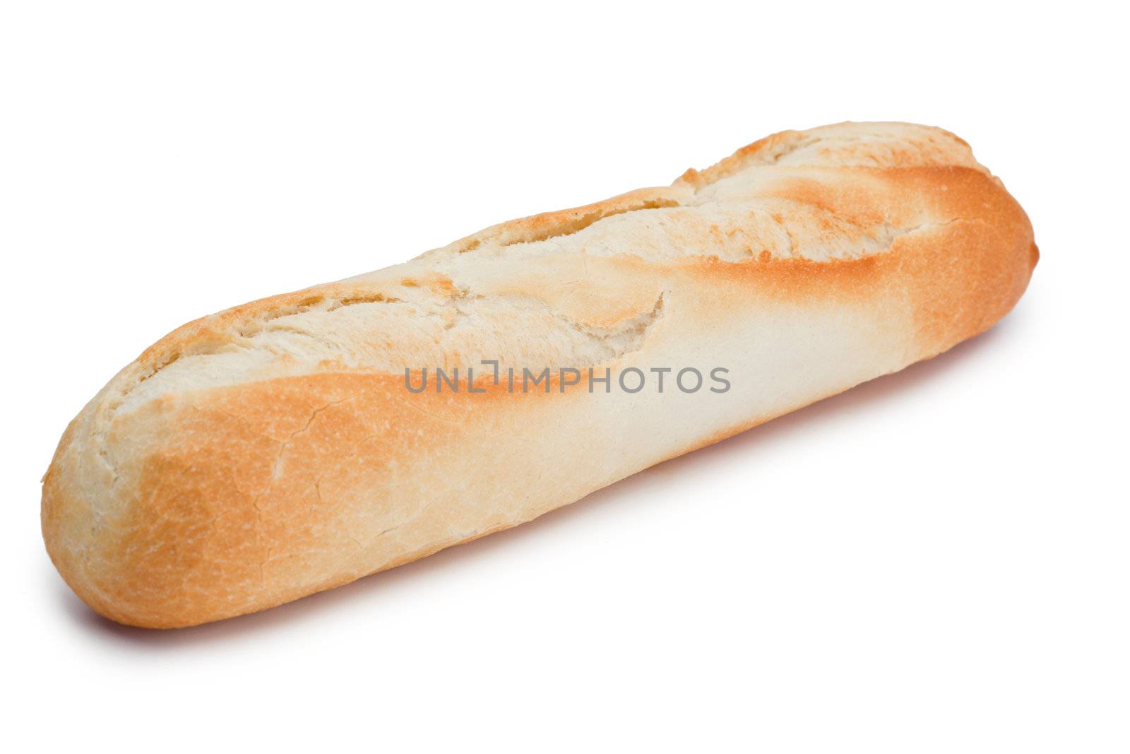 A loaf of french bread on a white background