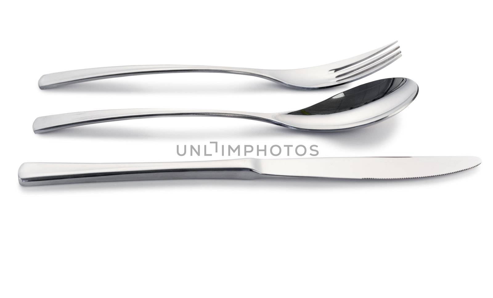 Horizontal cultery on a white background