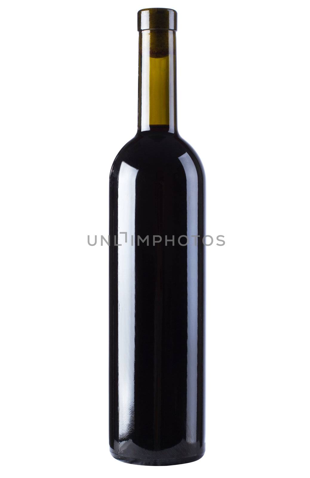 Bottle of red wine isolated on white background