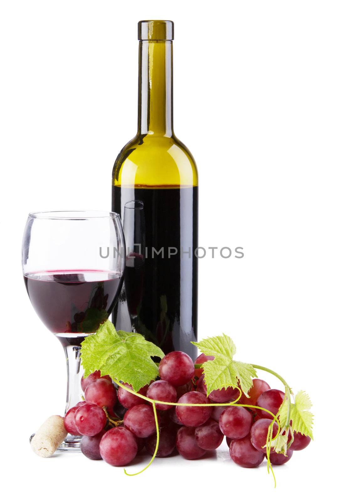 Bottle of red wine, isolated on white background by Gdolgikh