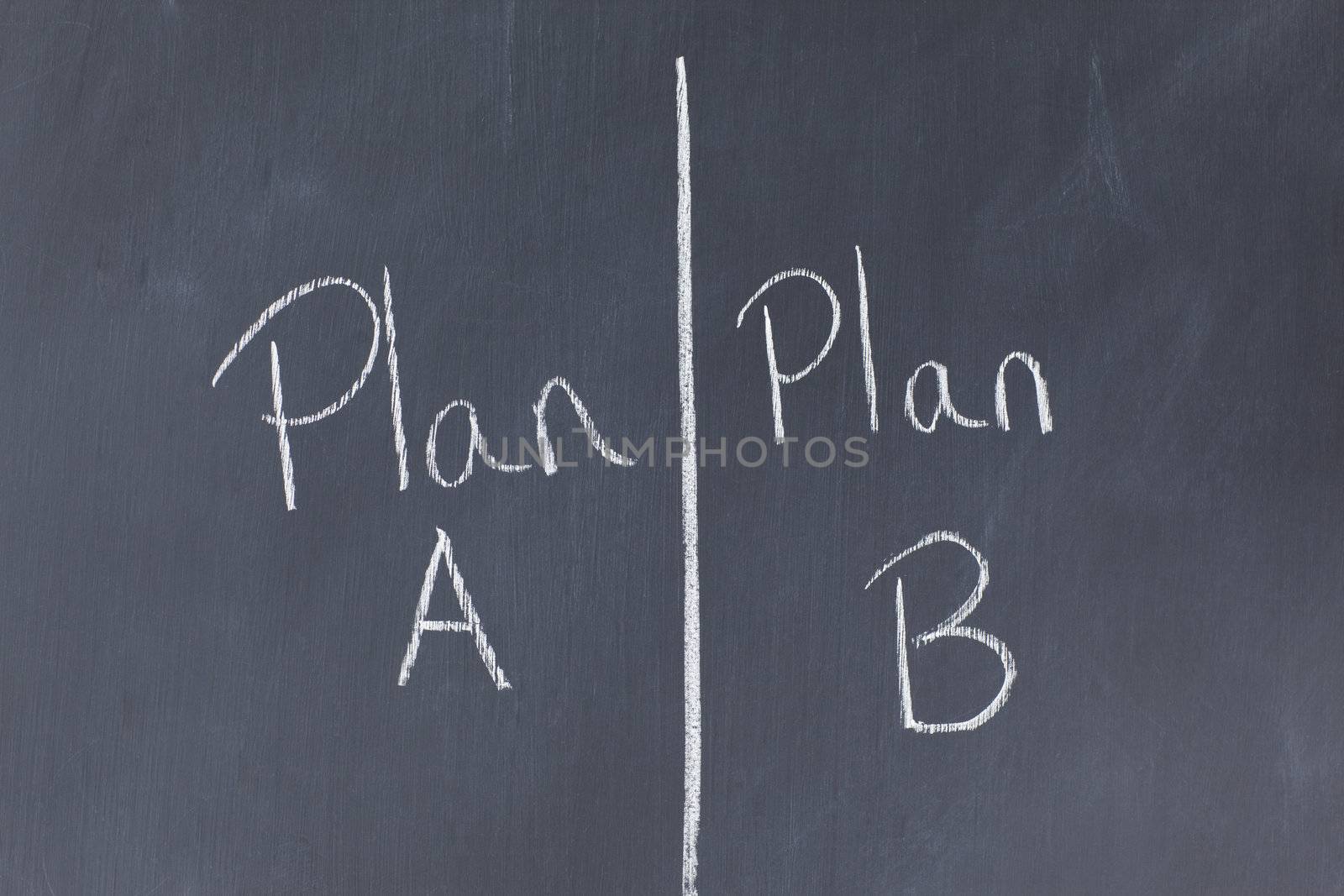 Blackboard divided into two plans