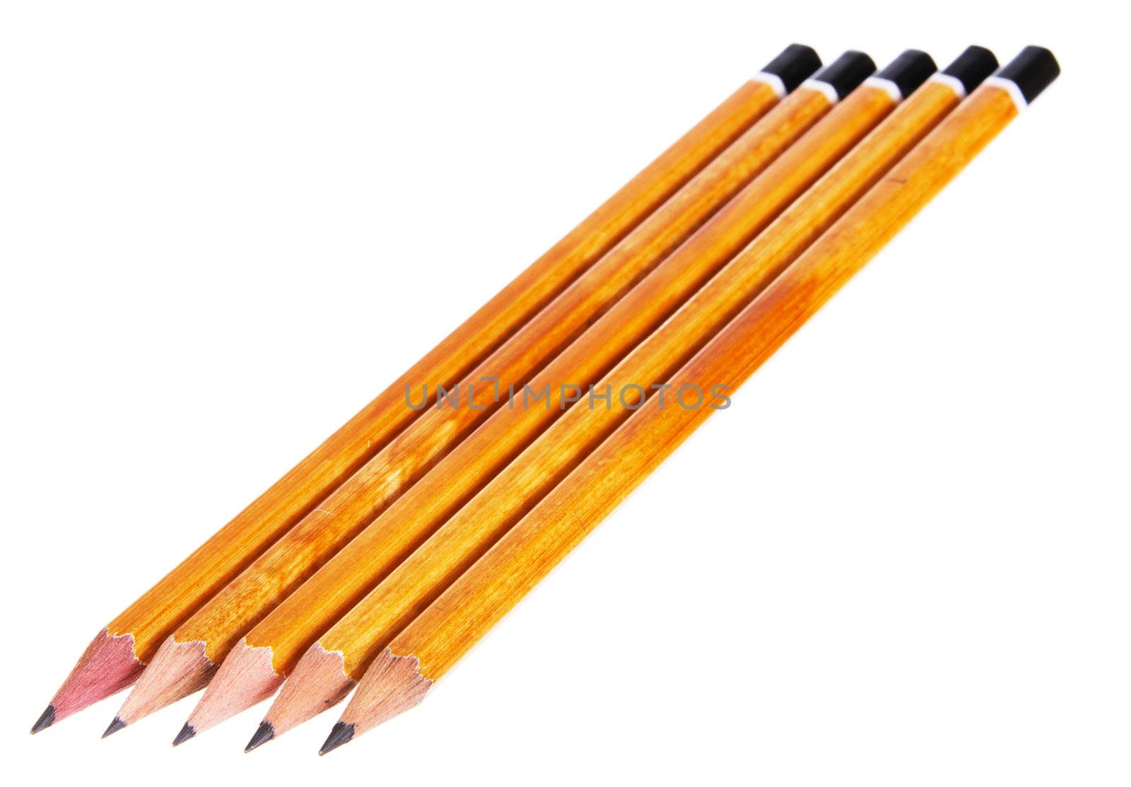 Several pencils isolated on white background