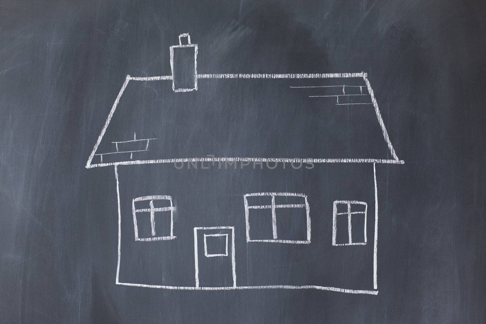 Big house on a blackboard