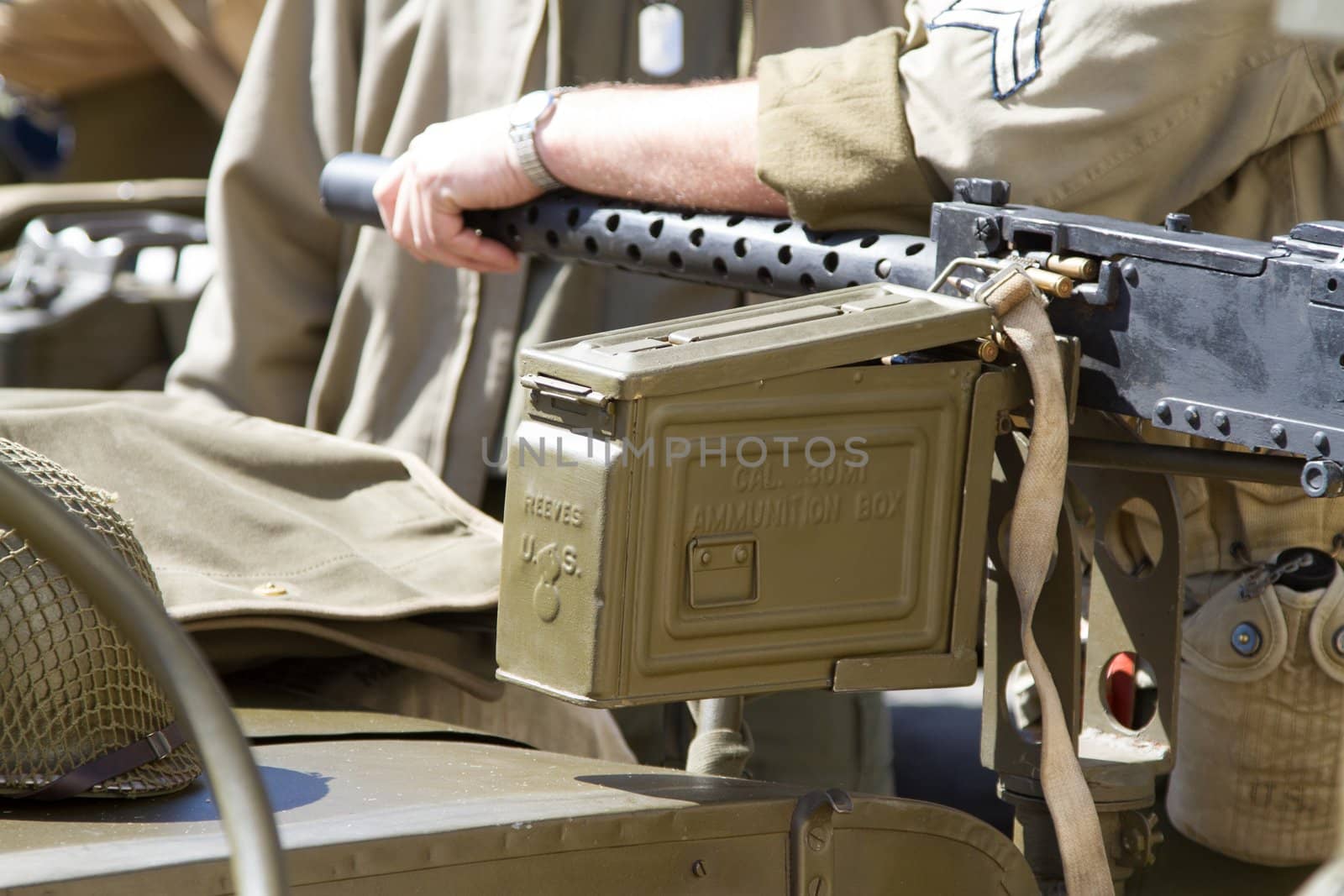 Reconstructed machine gun closeup photo