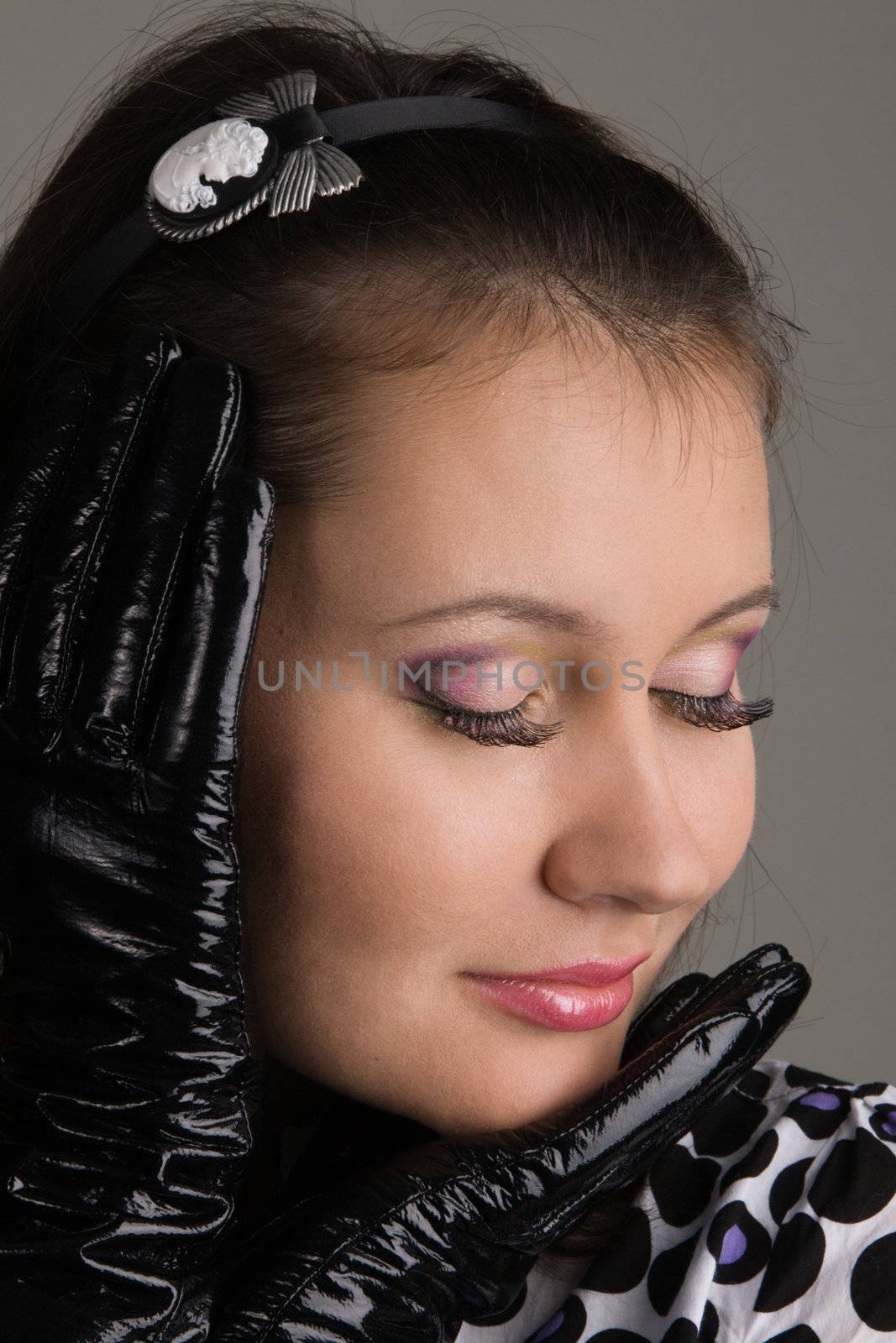 Studio portrait of a beautiful makeup model