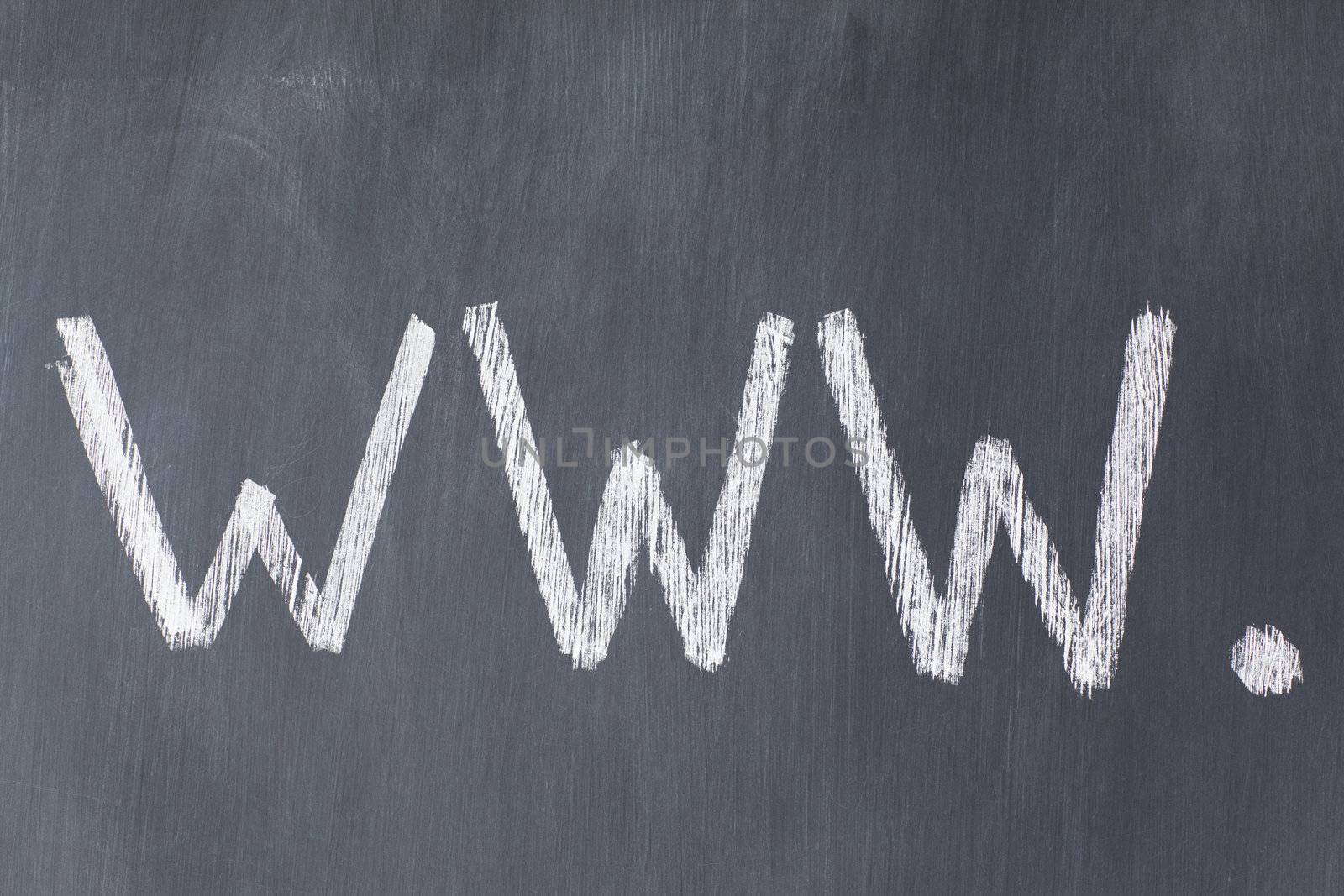 Blackboard with letters "www" written on it