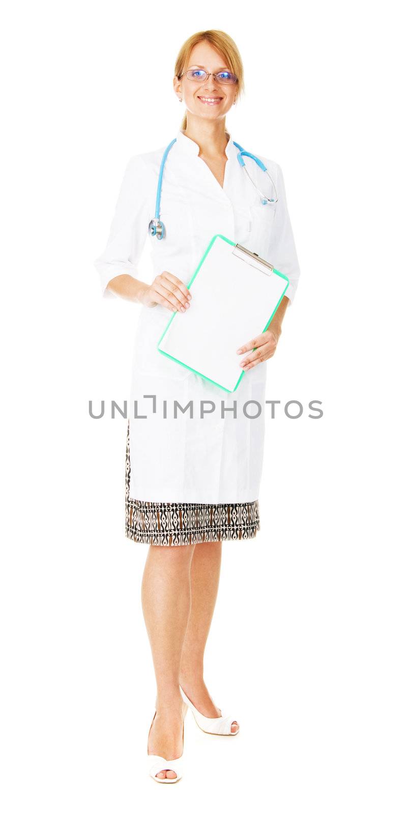 Young professional doctor high-key photo