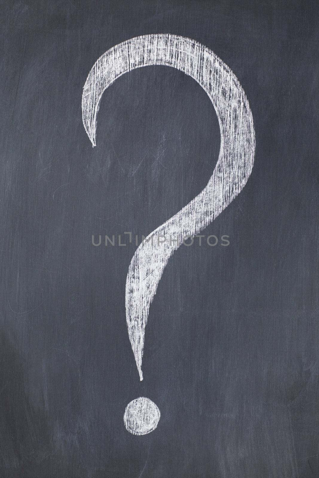 Blackboard with the symbol "?" written on it