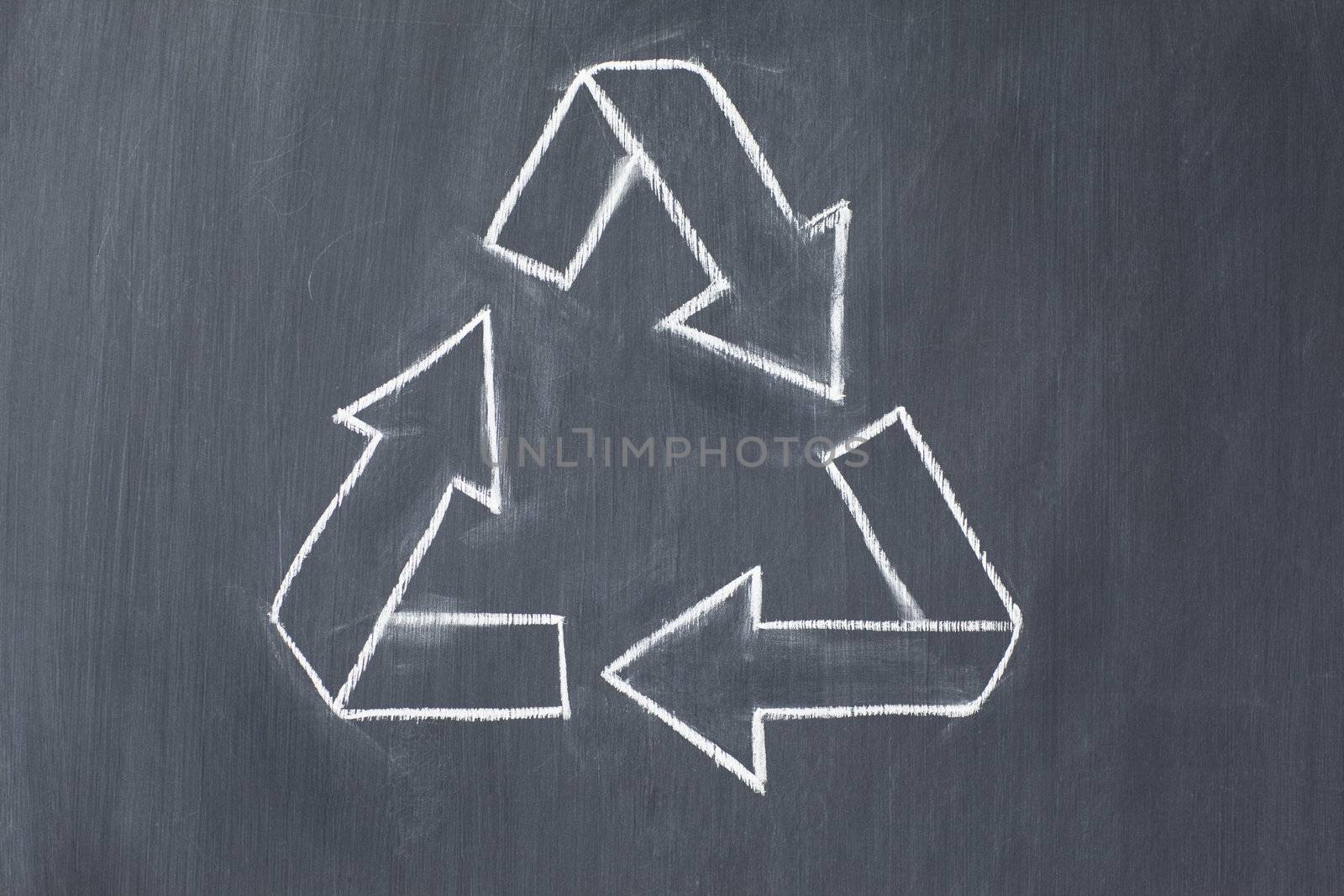 Vector recycle symbol on a blackboard