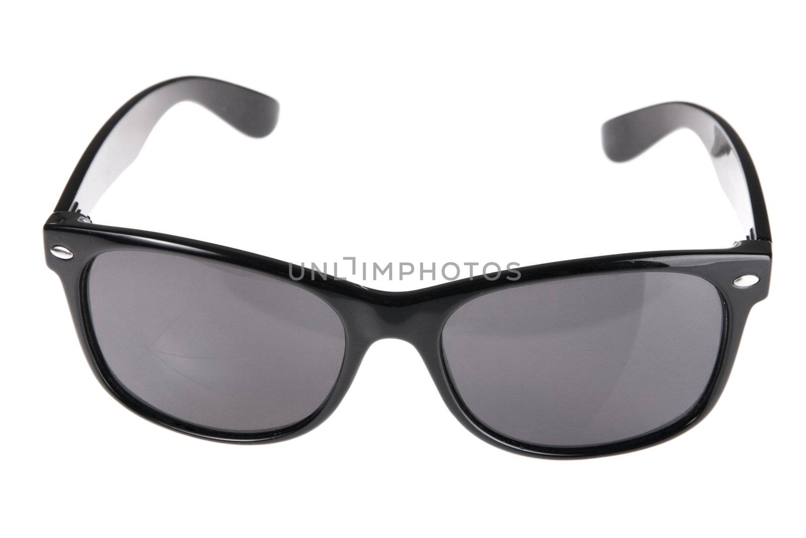 Black sunglasses over white background