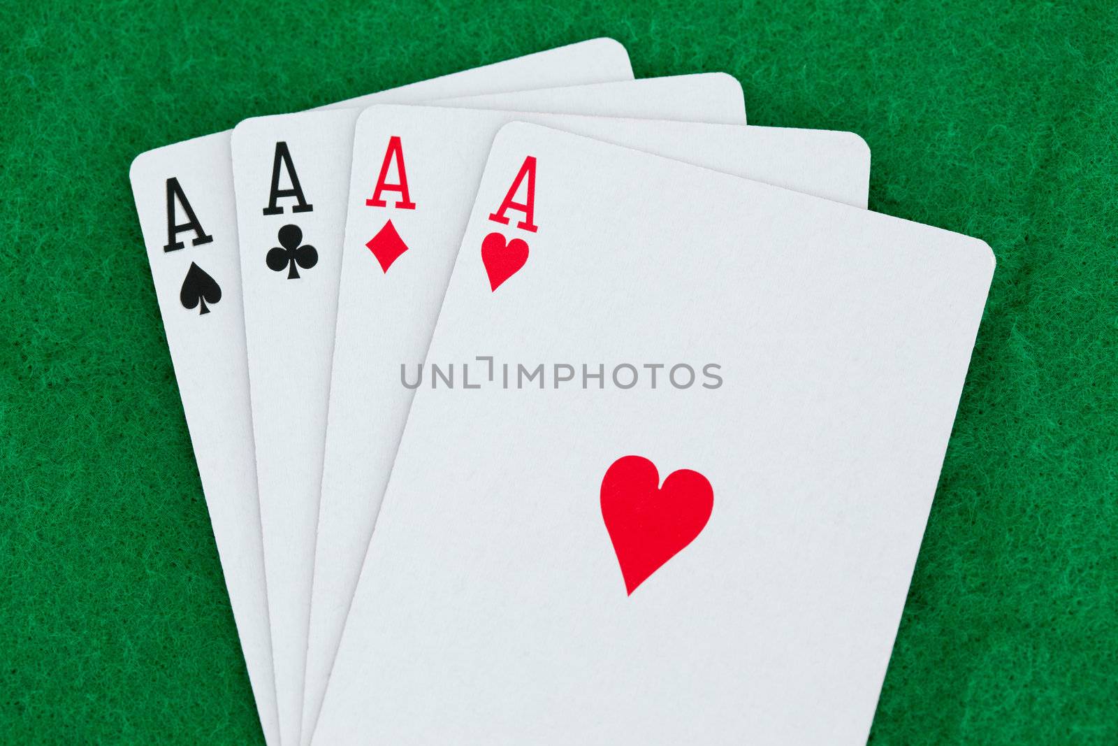 Playing cards on a poker mats
