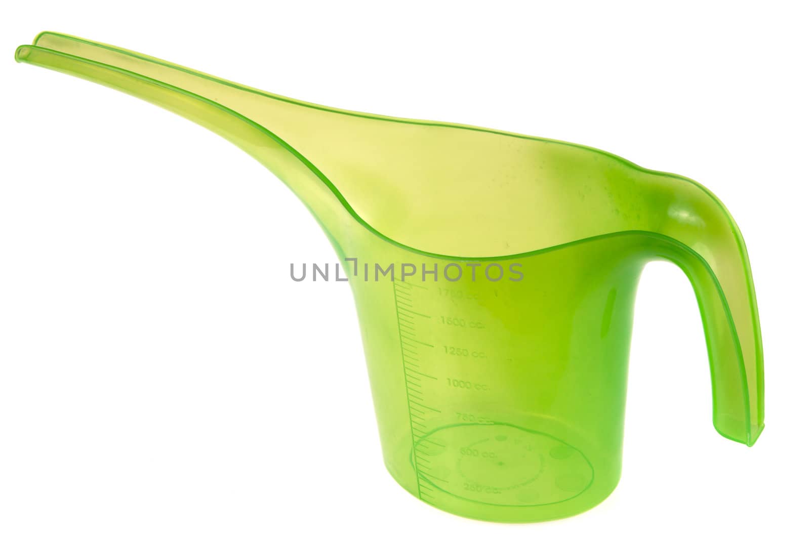 Green watering can isolated on white background