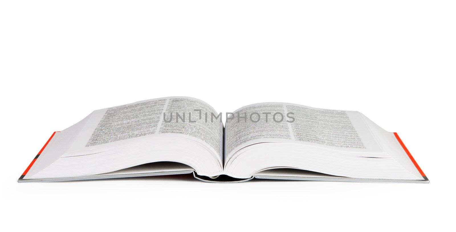 Big open book on white background, with clipping path