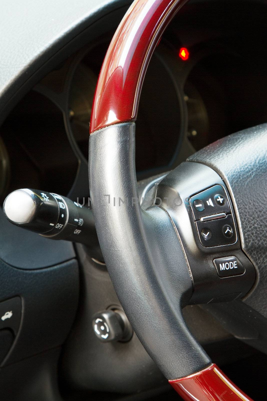 Interior details of a luxury sports car