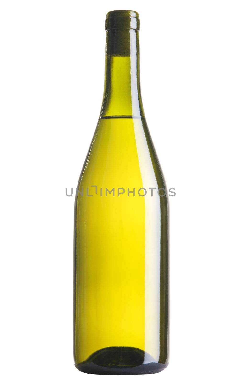 Bottle of white wine, isolated on white background