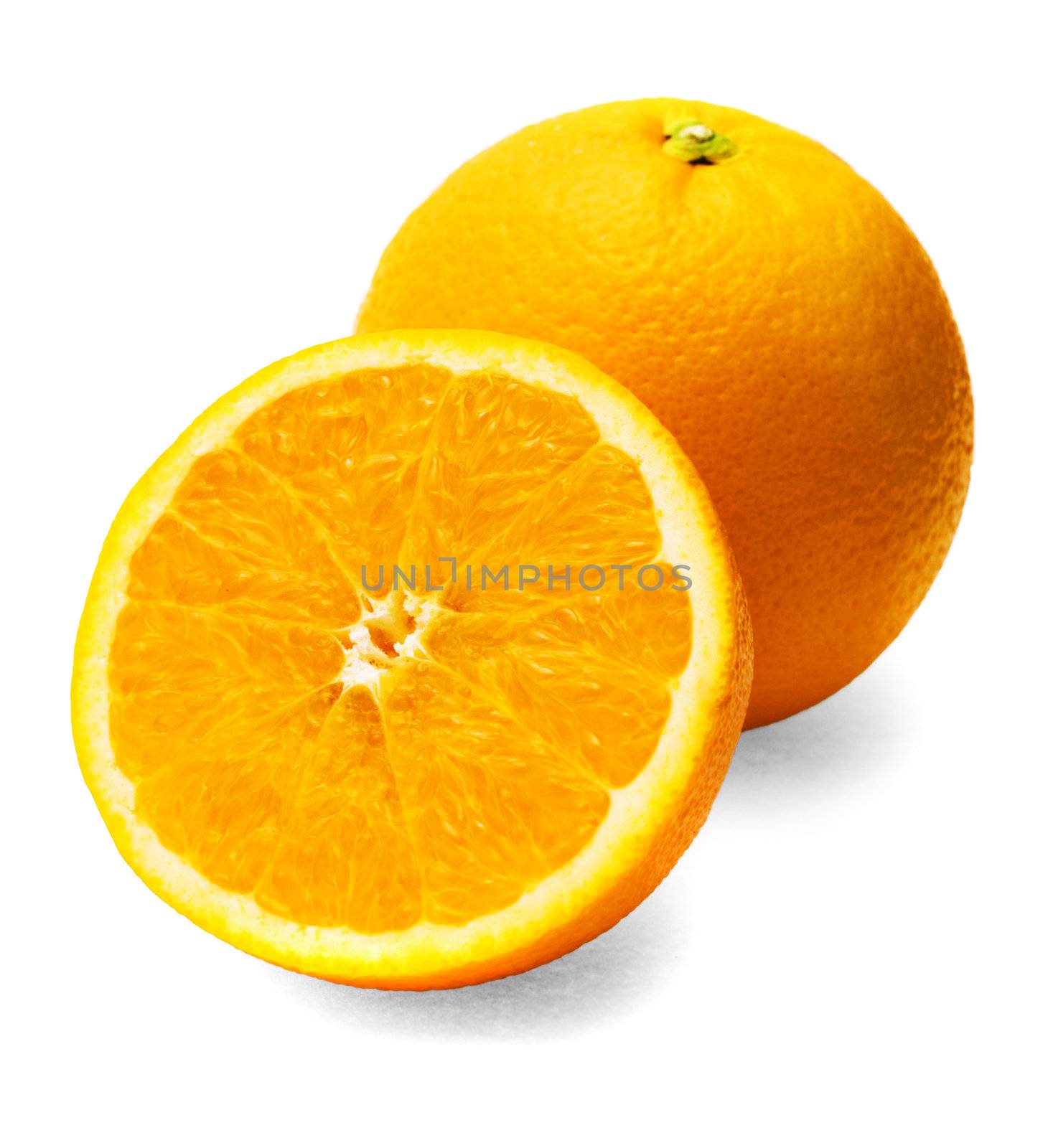 Neatly retouched orange isolated on white background