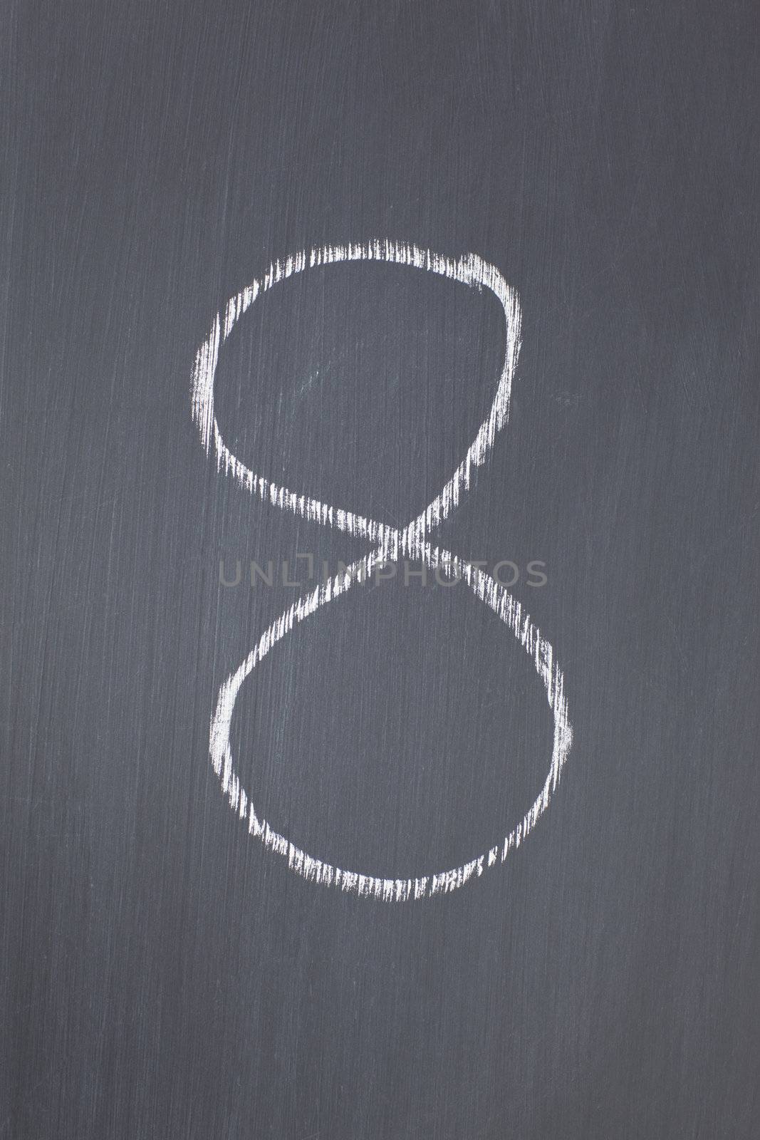 Blackboard with "8" written on it