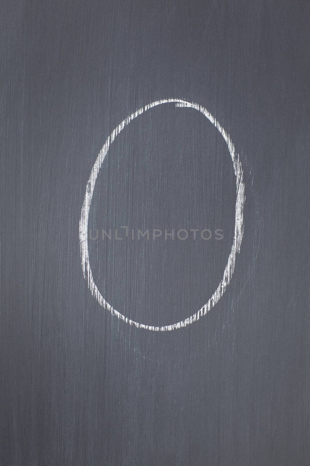 Blackboard with "0" written on it