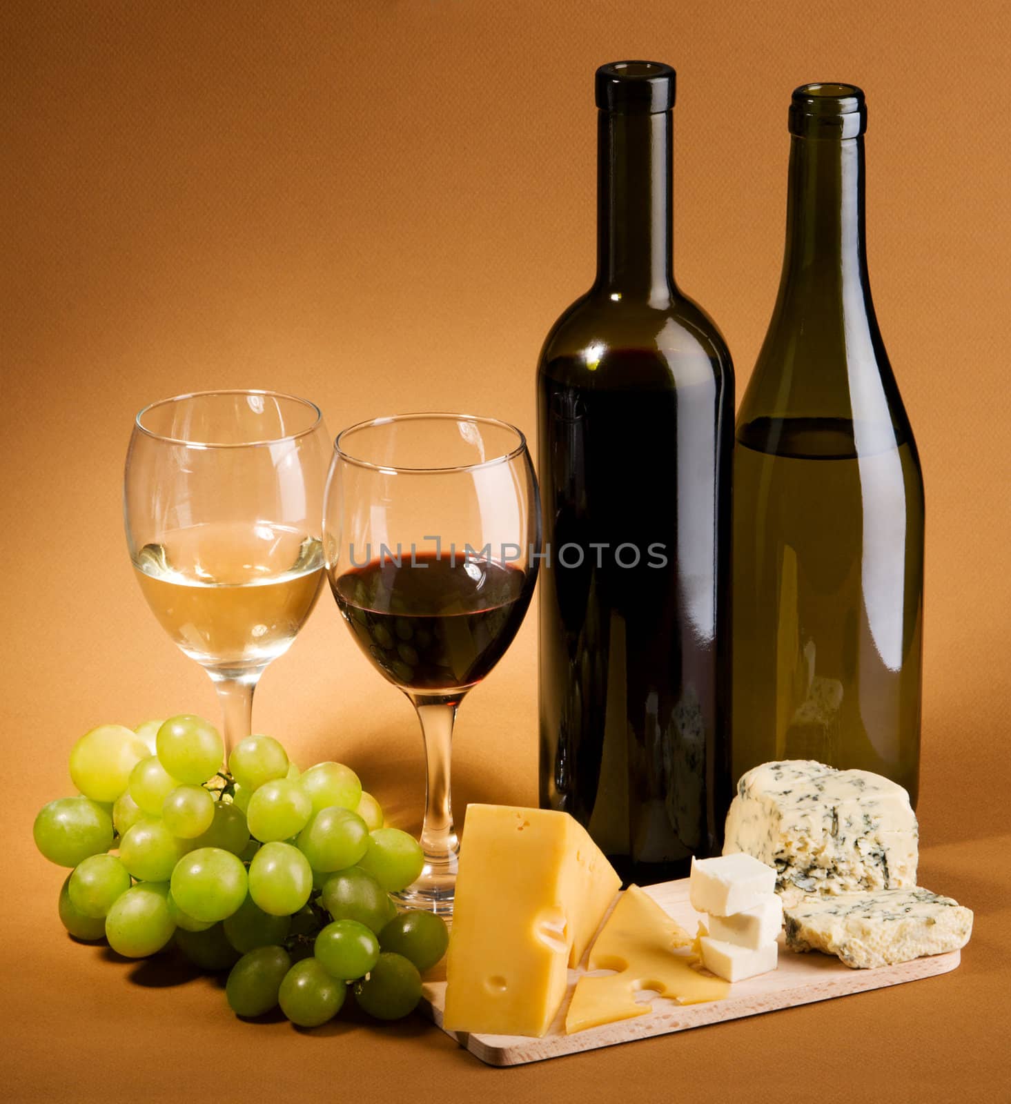 Wine and cheese still-life by Gdolgikh