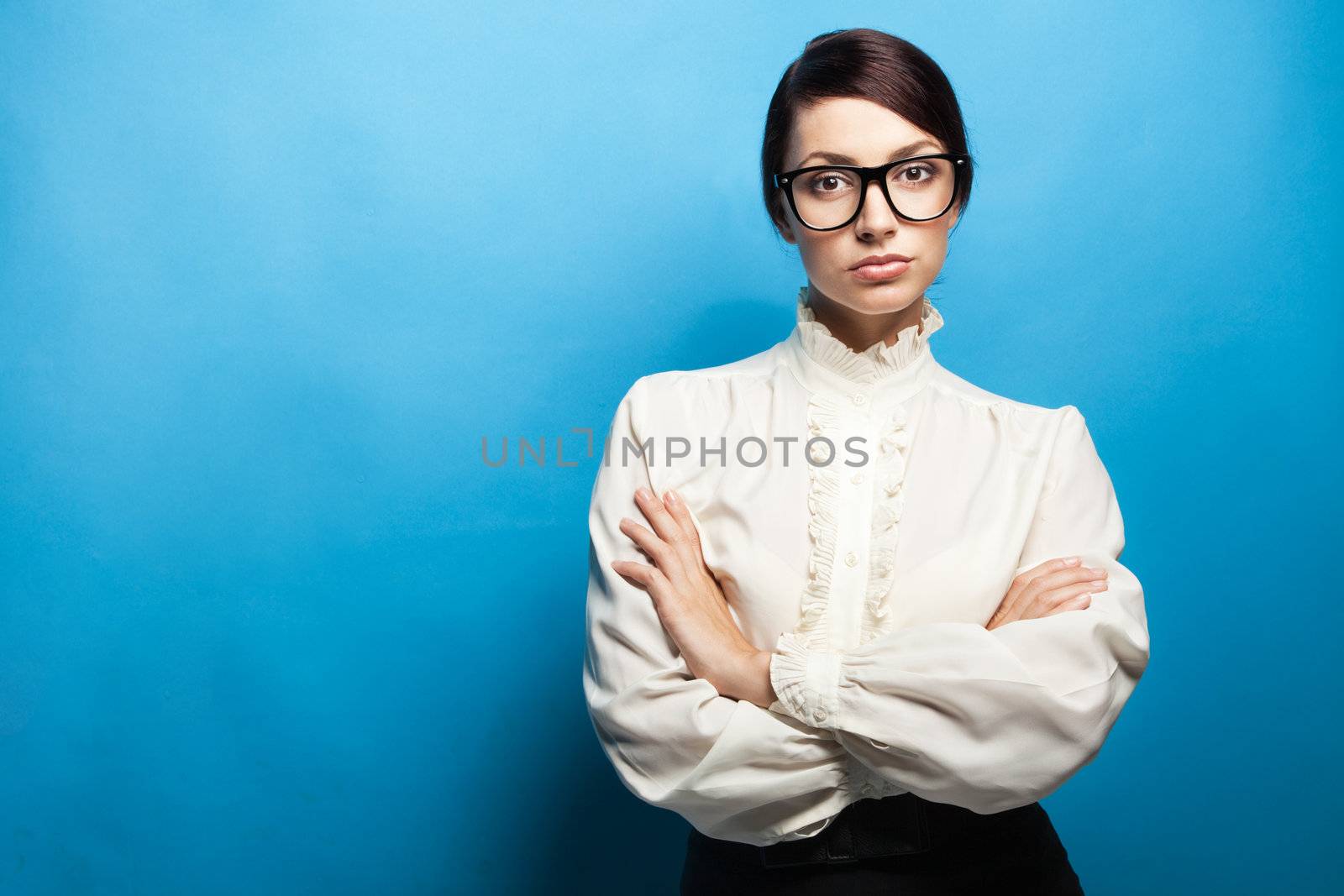 Strict woman in large glasses by Gdolgikh