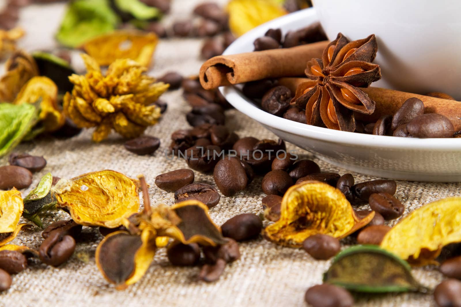 Cup of coffee close-up studio photo