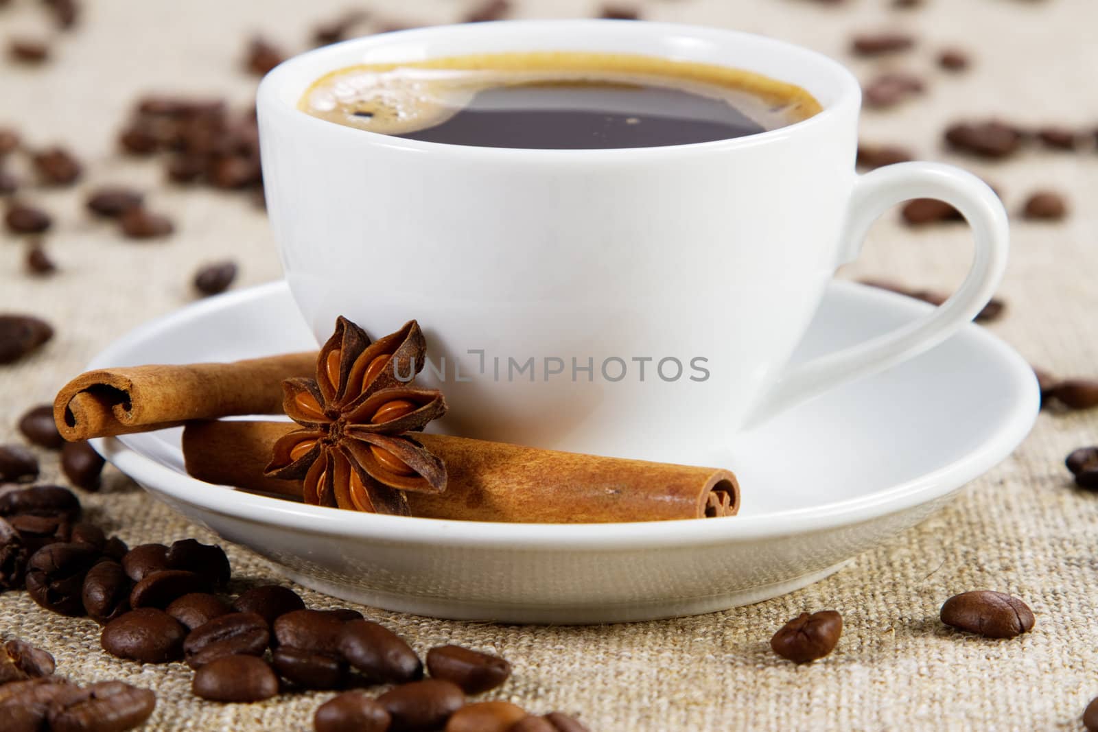 Cup of coffee close-up studio photo