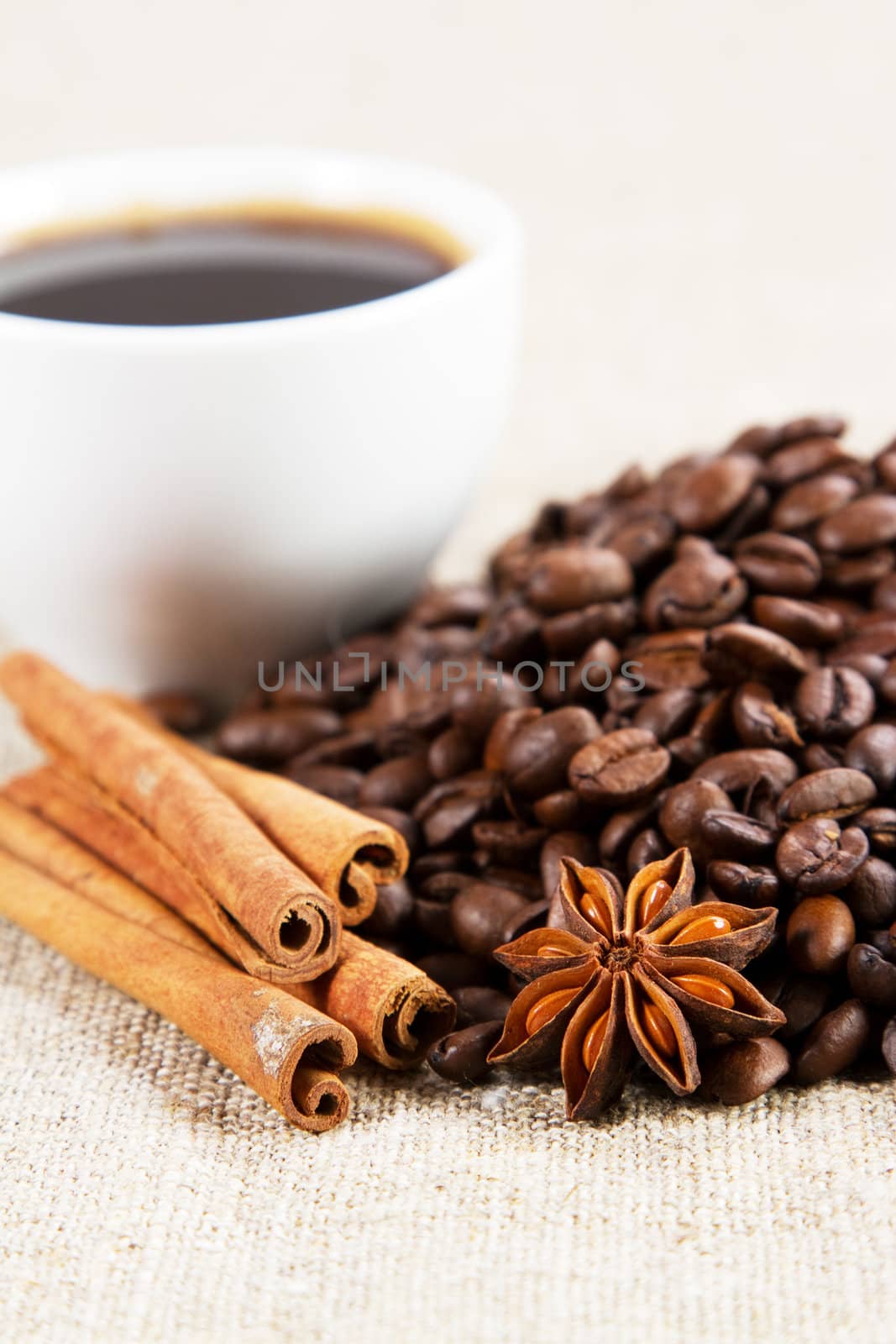 Cup of coffee close-up studio photo