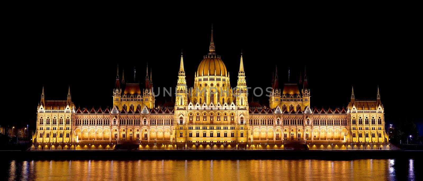The Parliament building in Budapest, Hungary. High resolution panorama.
