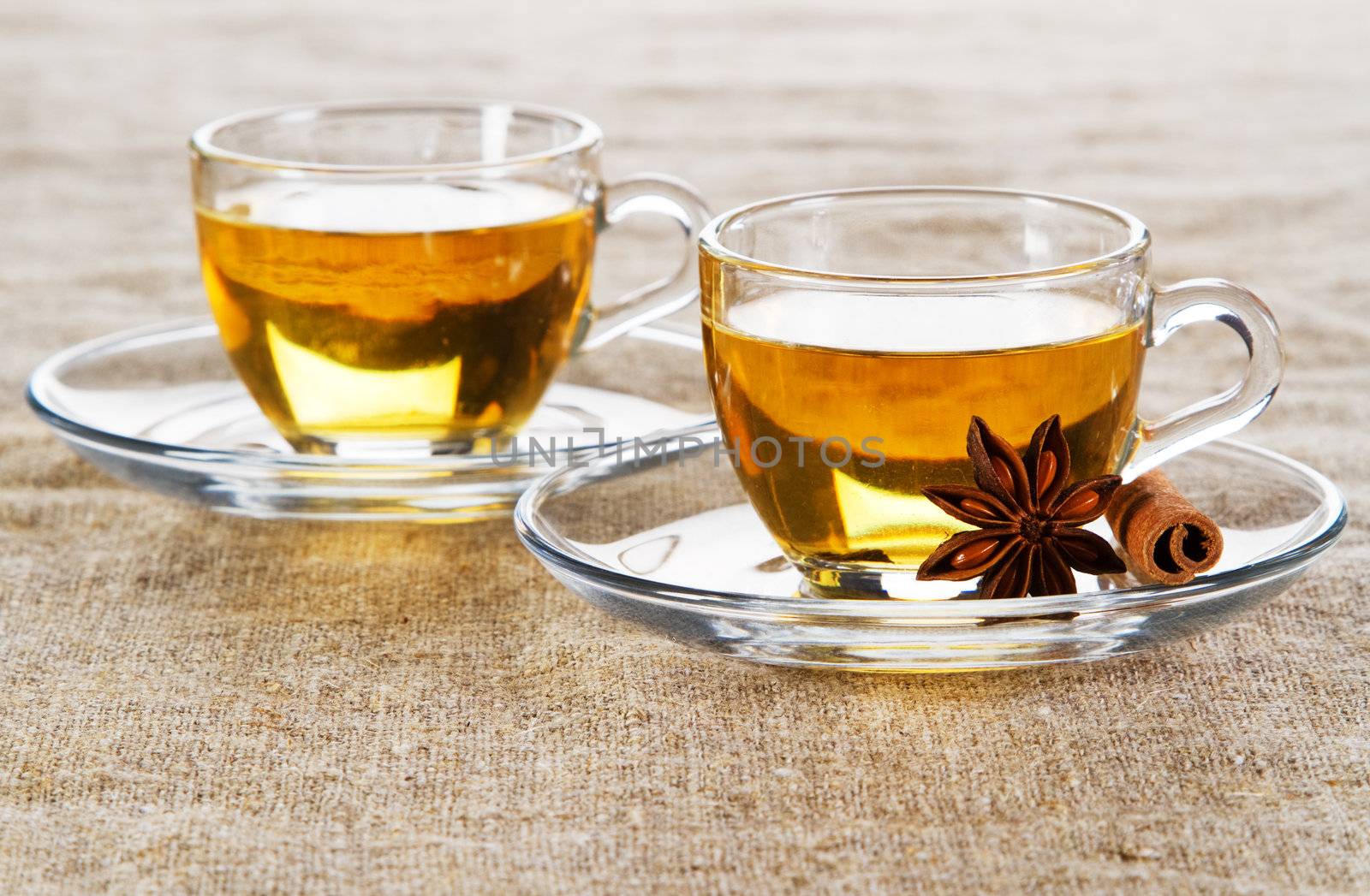 Tea cup with fresh mint leaves by Gdolgikh