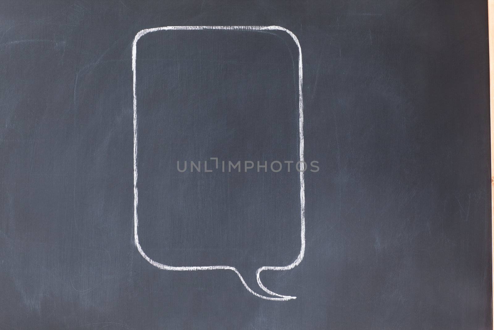 Empty rectangular comic strips balloon on a blackboard