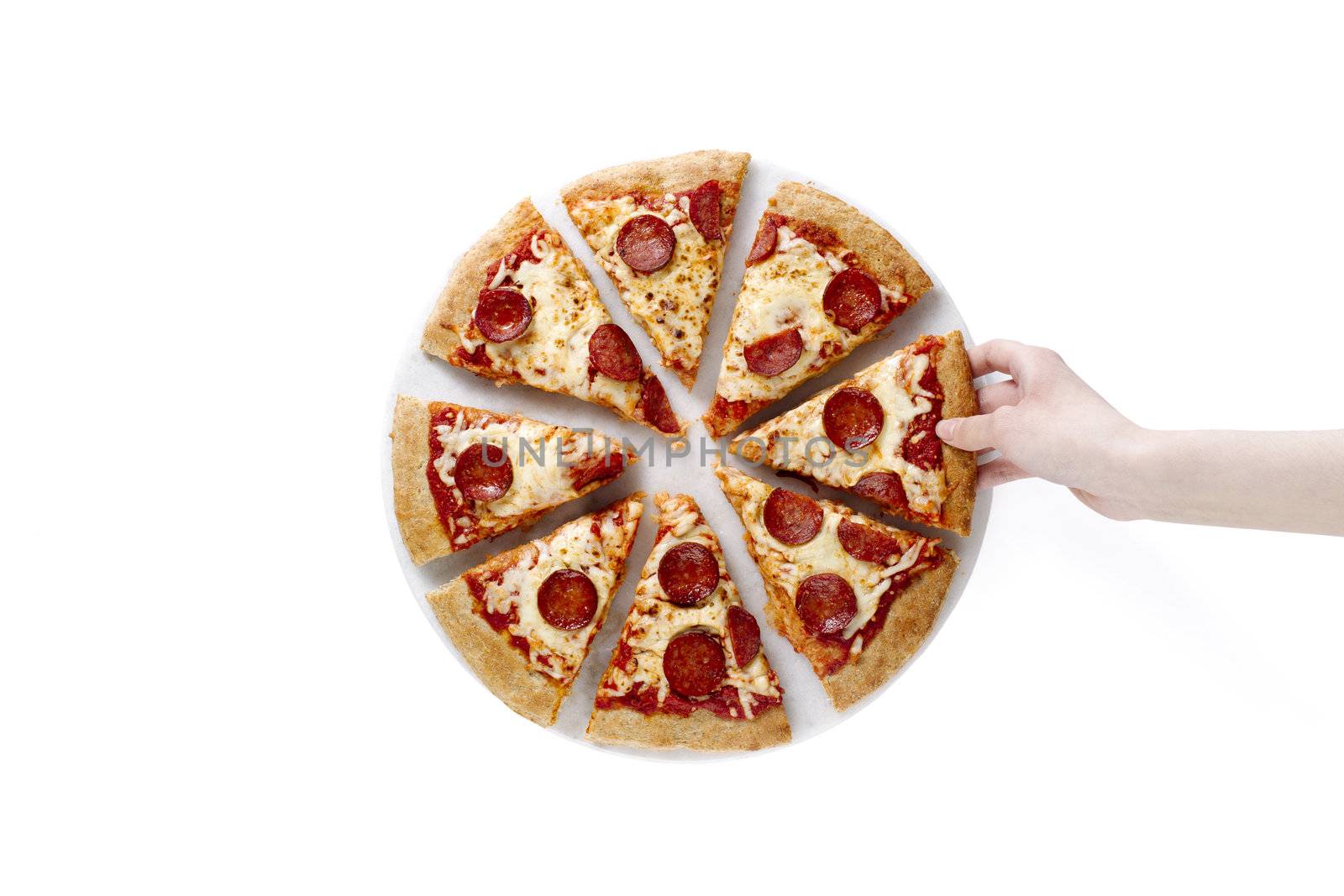 Illustration of slice of pizza lifted up