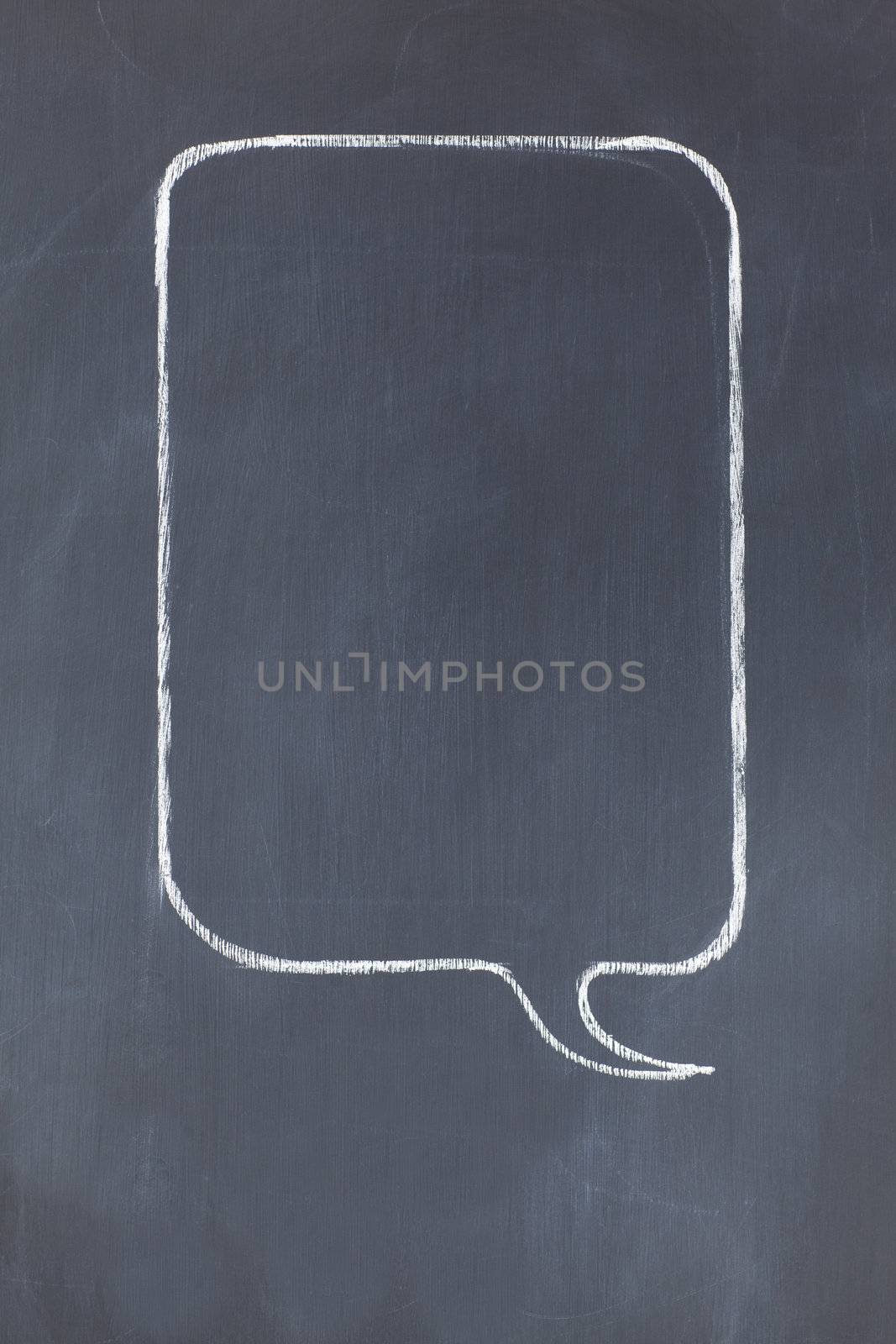 Empty rectangular speech bubble on a blackboard