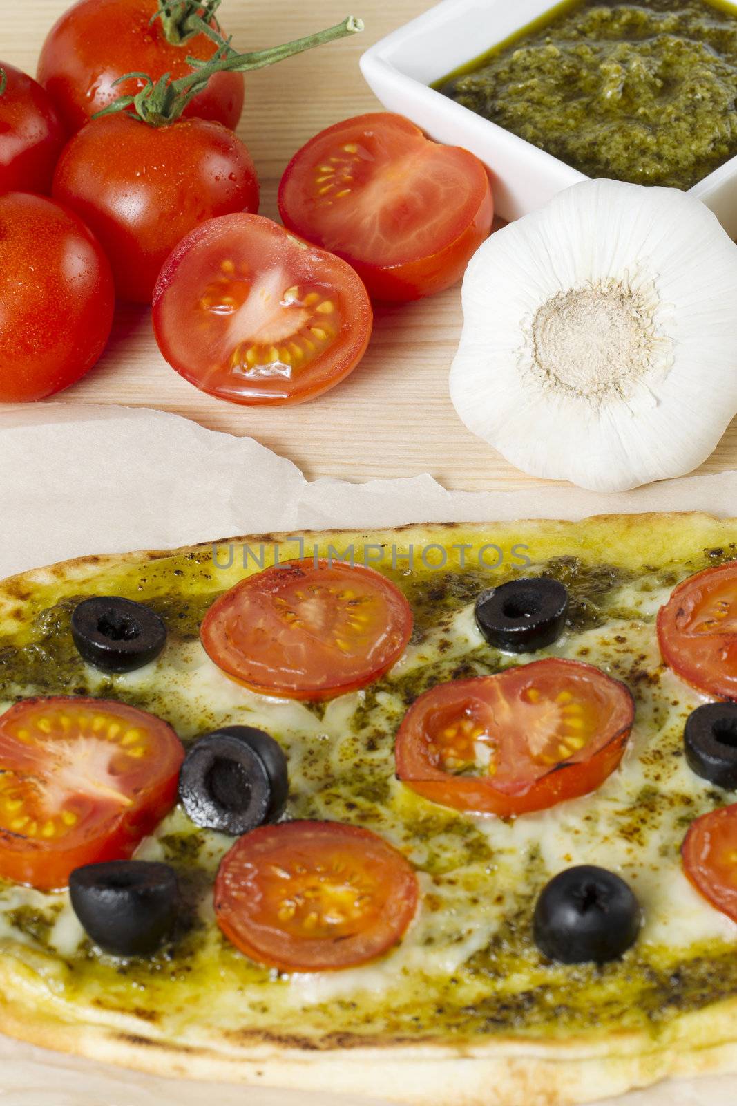 pizza with garlic and tomatoes by kozzi