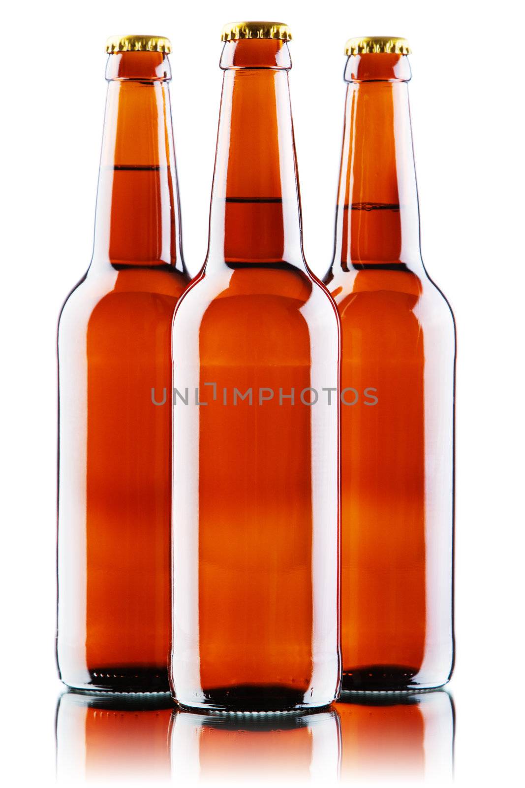 Beer bottles isolated on white background by Gdolgikh