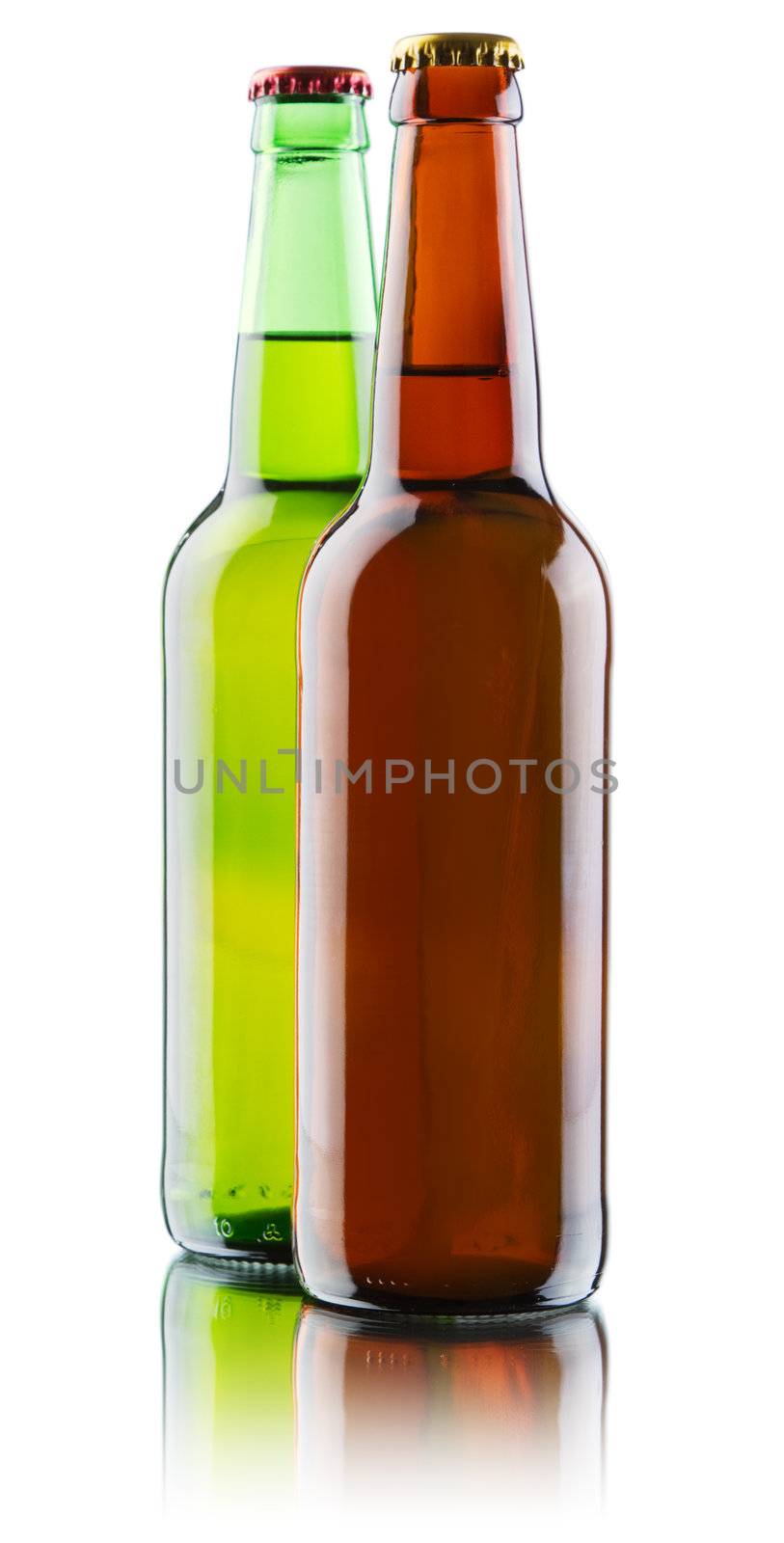 Beer bottles isolated on white background by Gdolgikh