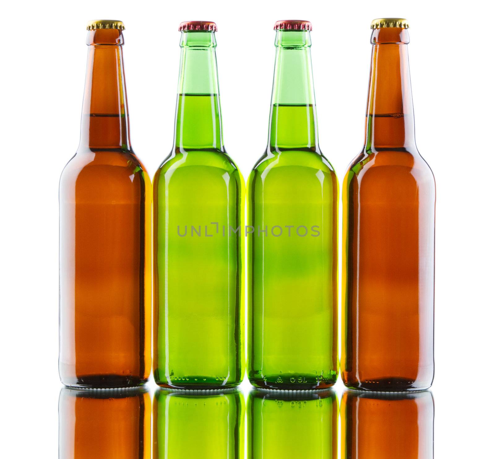 Beer bottles isolated on white background by Gdolgikh