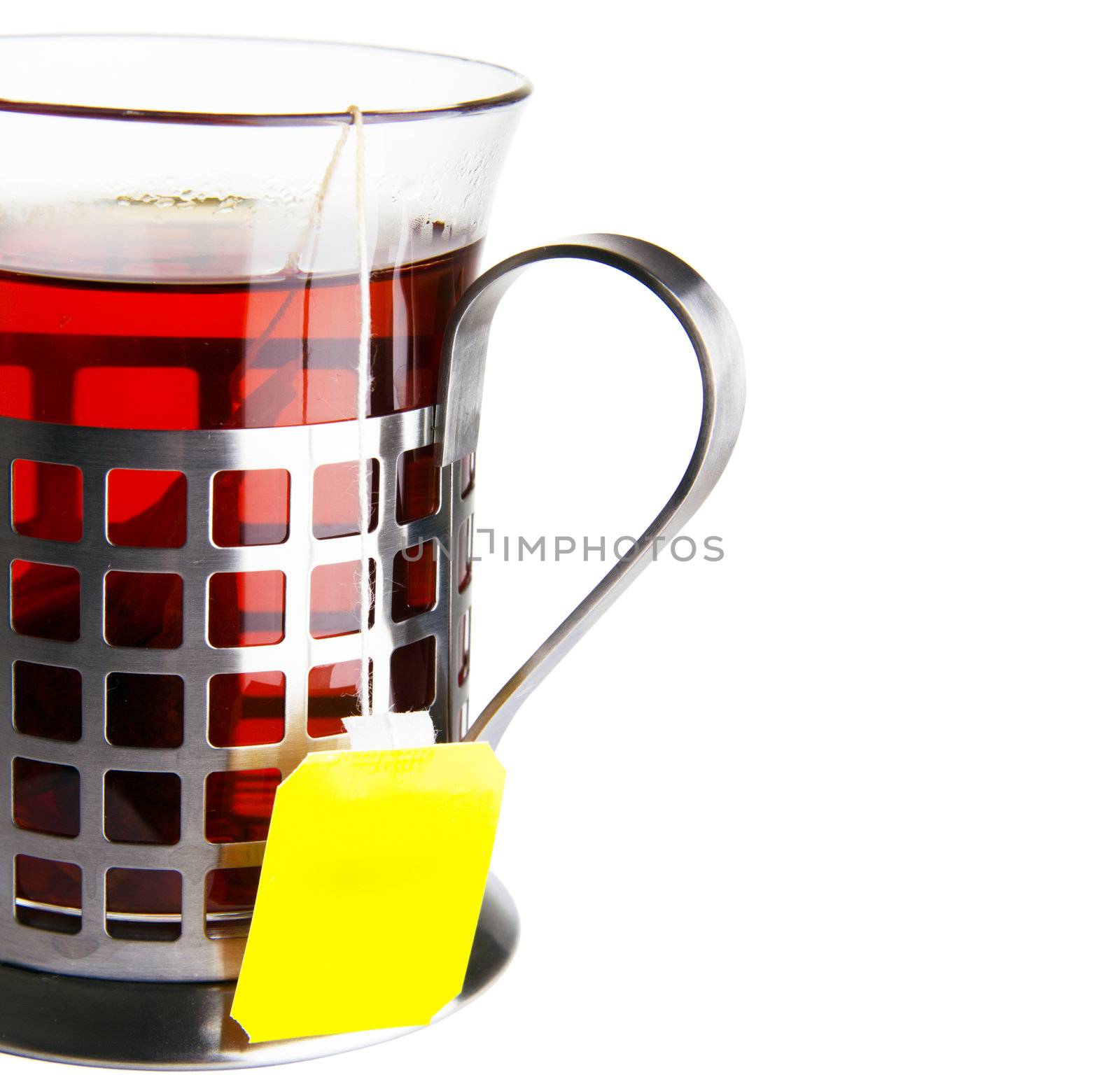 Cup of black tea isolated on white background