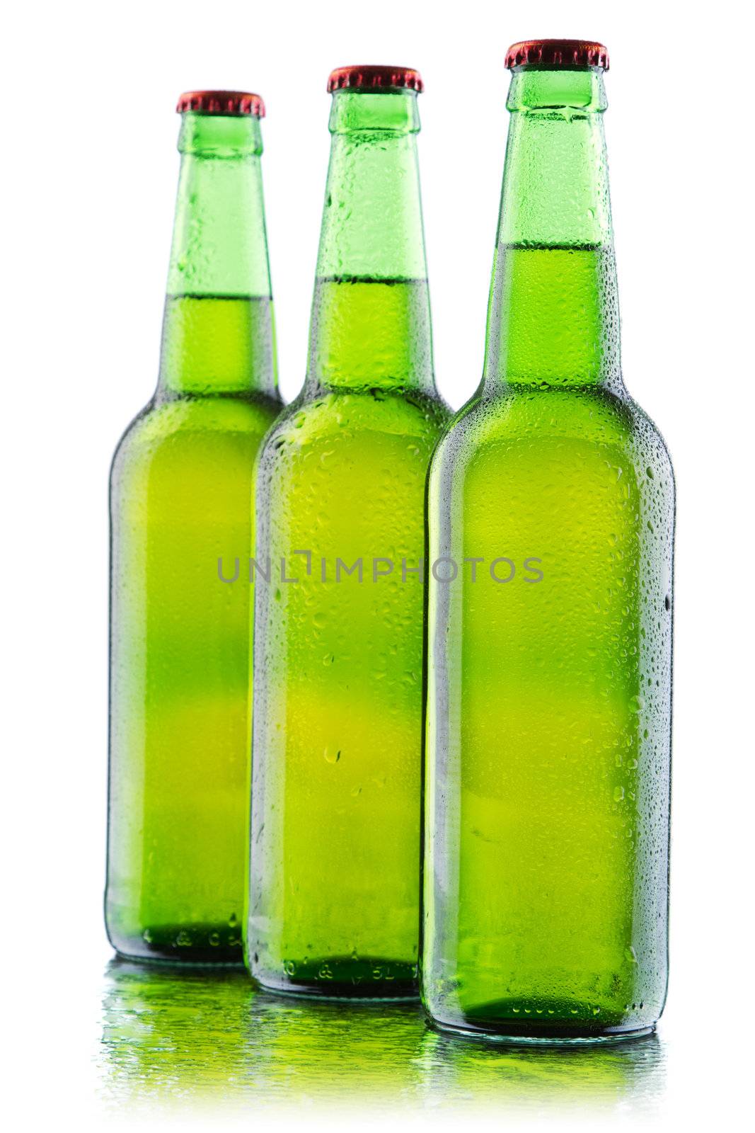 Beer bottles isolated on white background by Gdolgikh